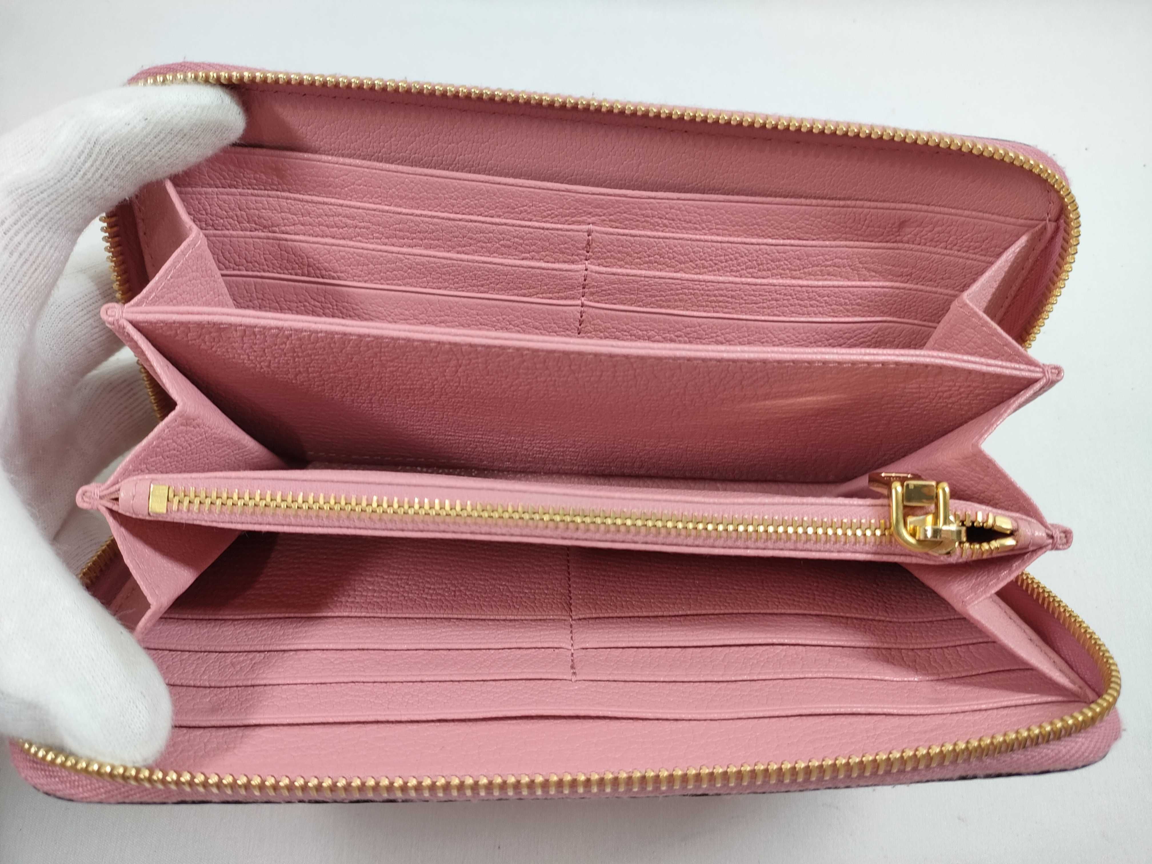 Pink Leather Round Zip Long Wallet 5ML506 — view 8