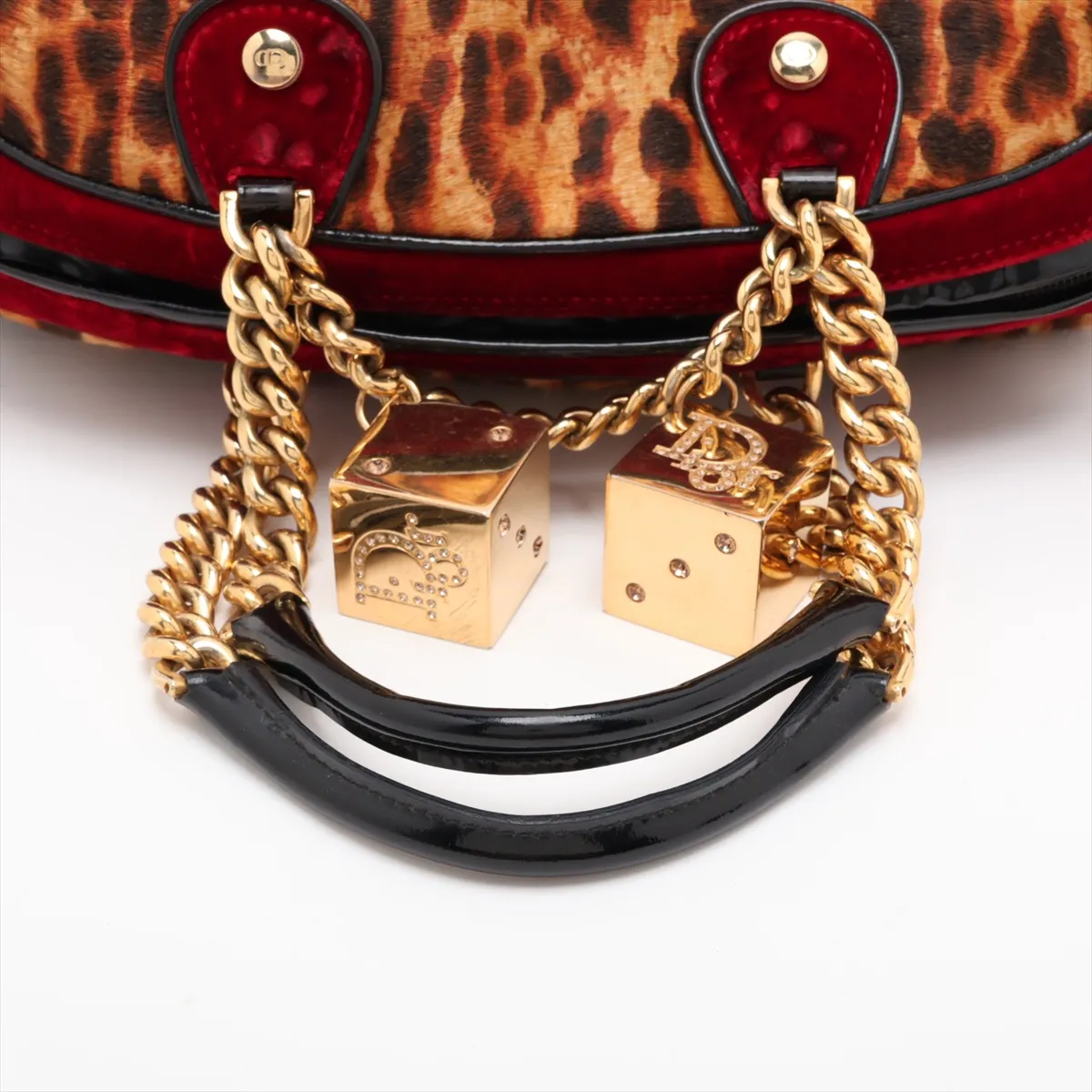 Gambler Calf Hair x Velvet Handbag Brown x Red x Black — view 5