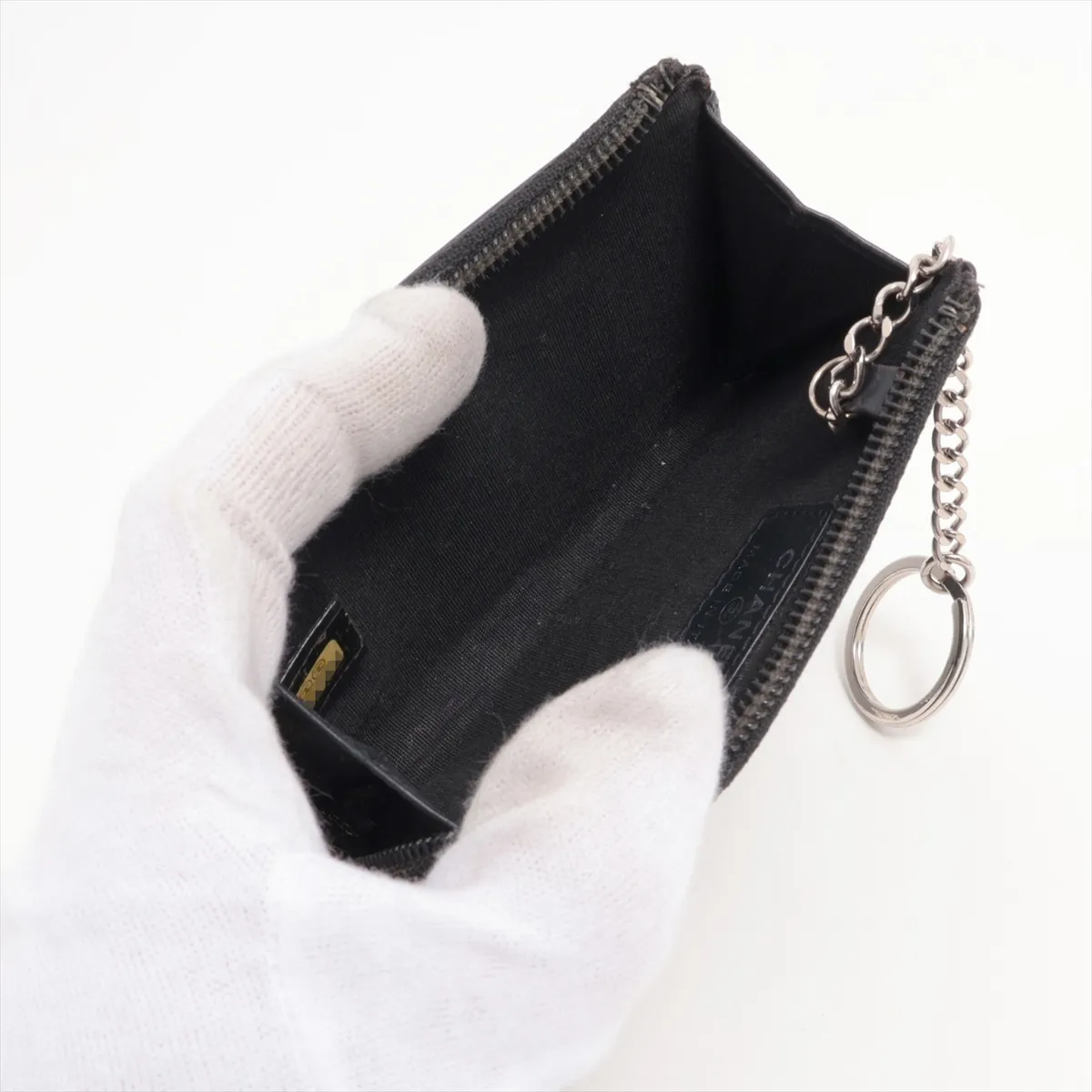 Cocomark Caviar Skin Coin Case Black Silver Hardware 18167105 — view 3