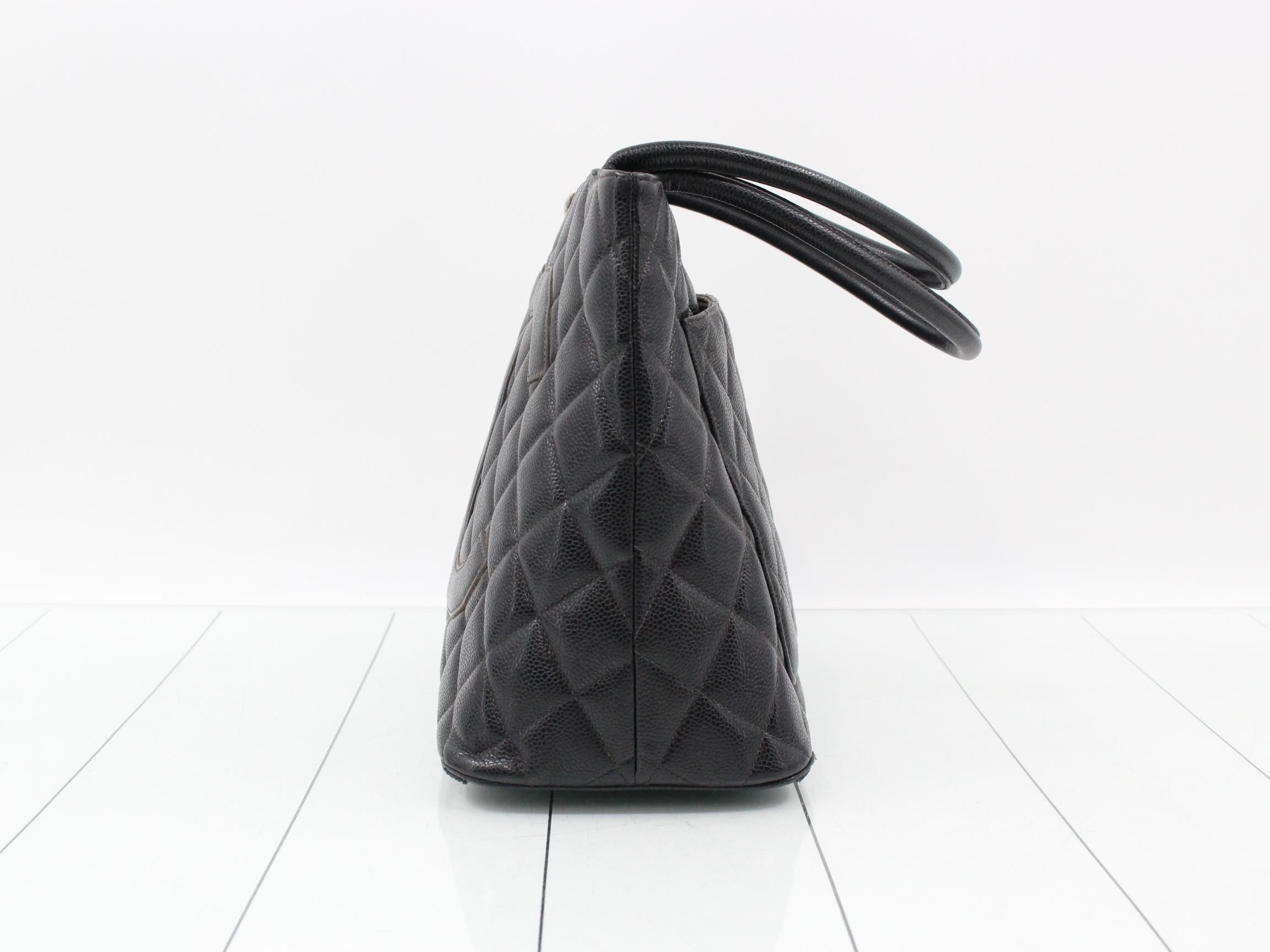 Reissue Tote Bag, Caviar Leather, Silver Hardware, Black — view 3