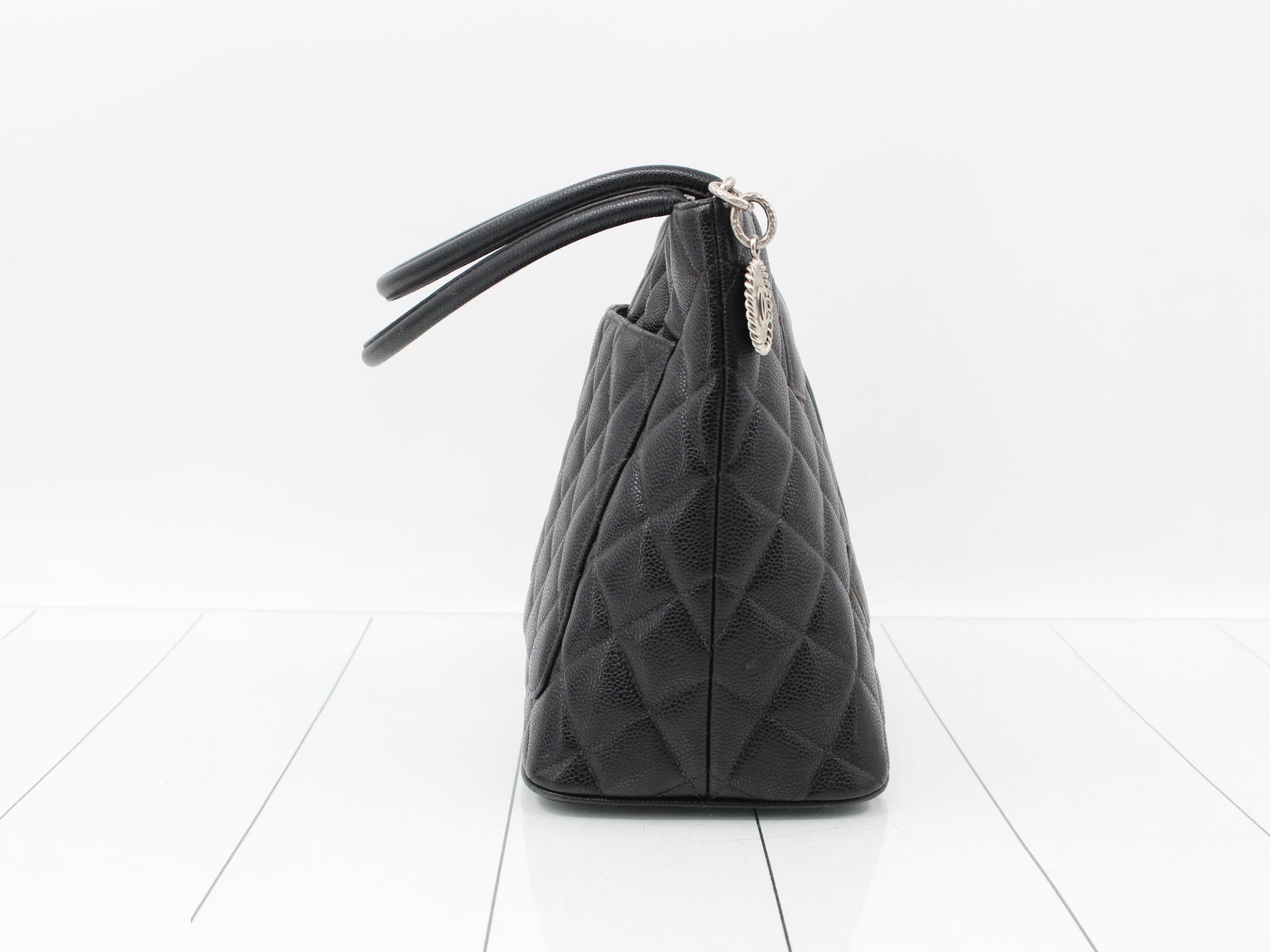 Reissue Tote Bag, Caviar Leather, Silver Hardware, Black — view 4