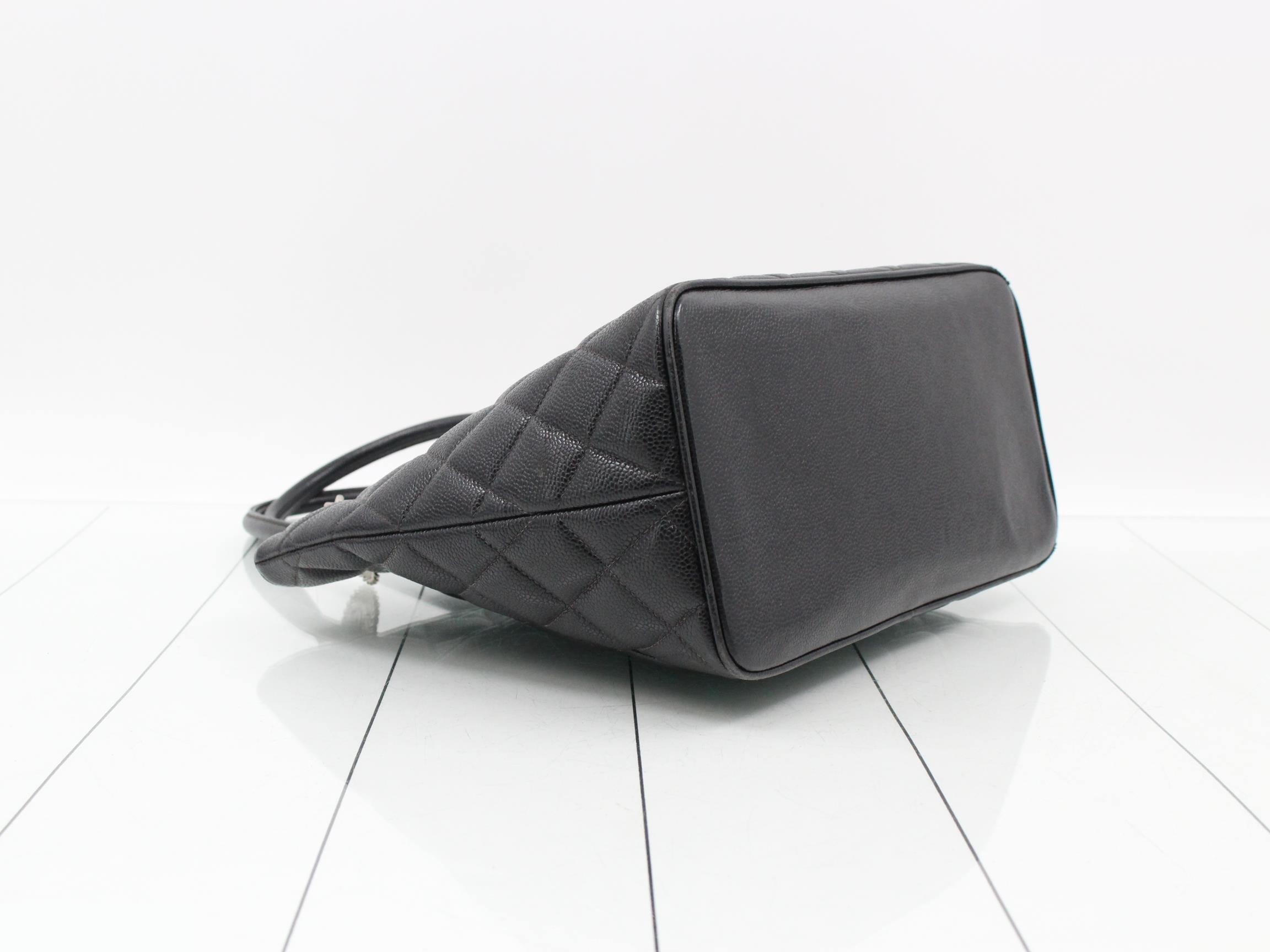 Reissue Tote Bag, Caviar Leather, Silver Hardware, Black — view 5
