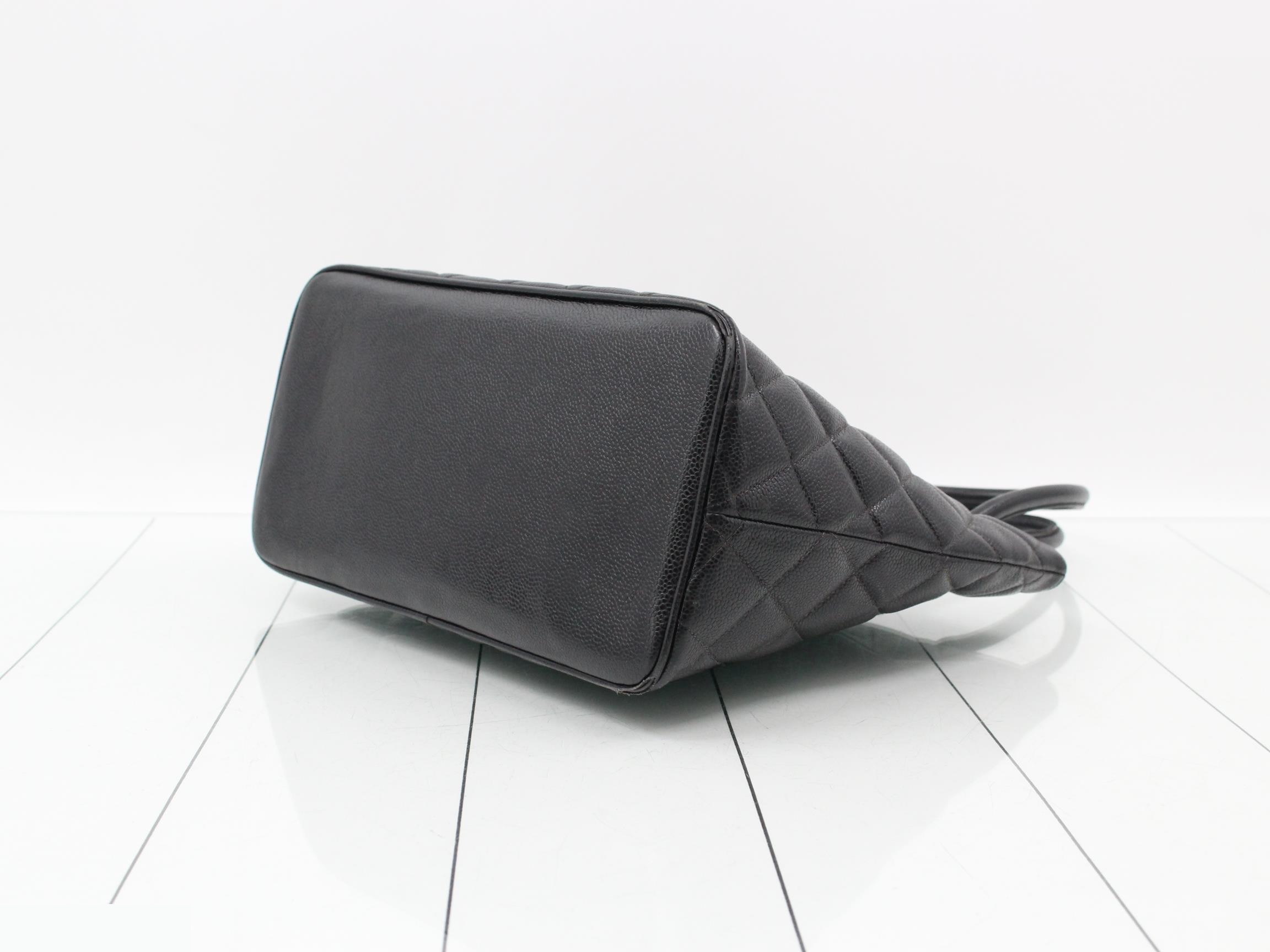 Reissue Tote Bag, Caviar Leather, Silver Hardware, Black — view 6