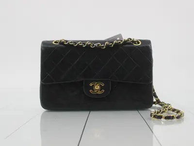 Matelassé lambskin handbag/shoulder bag, black