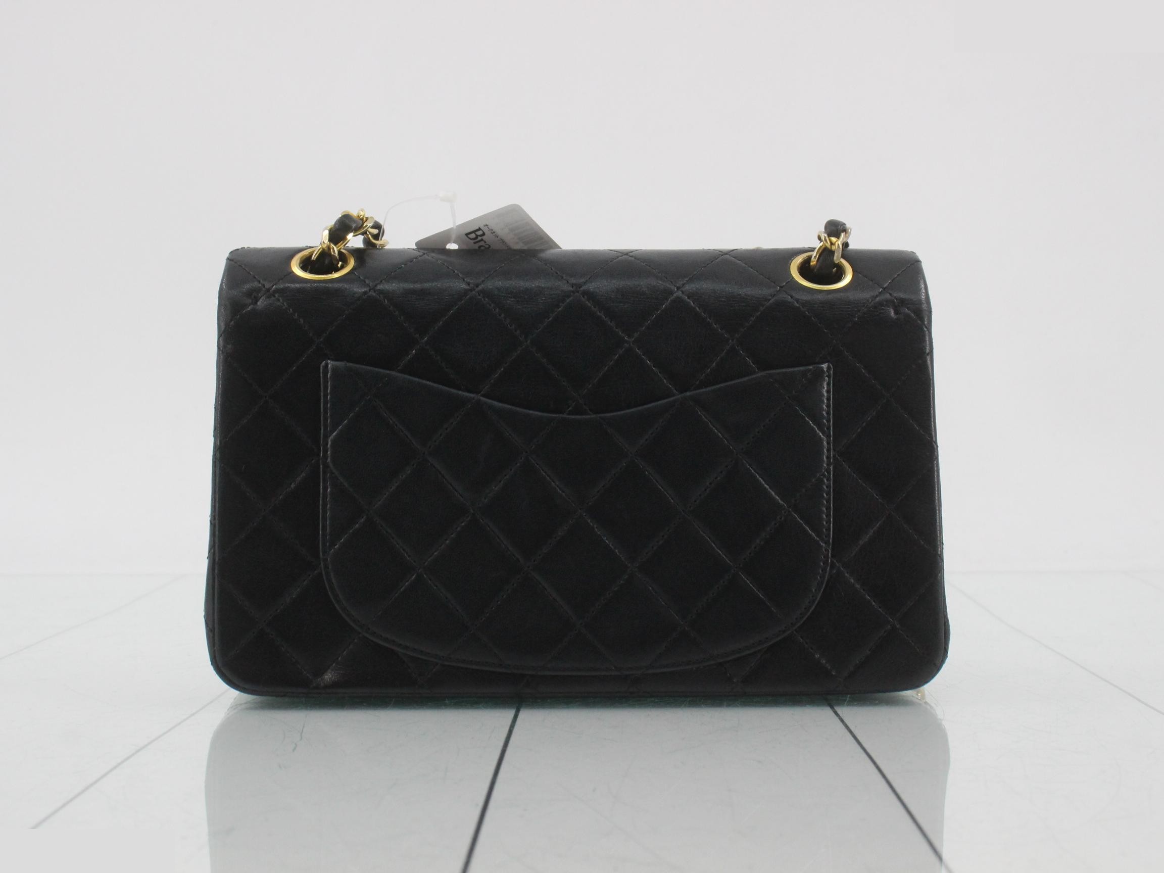 Matelassé lambskin handbag/shoulder bag, black — view 2