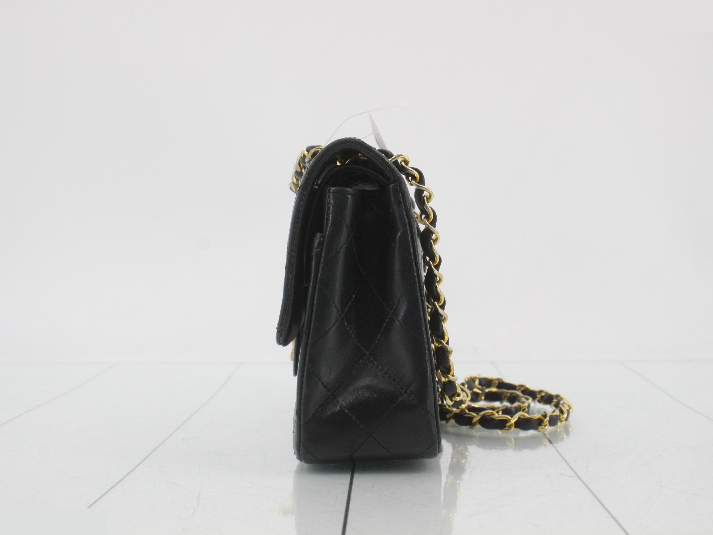 Matelassé lambskin handbag/shoulder bag, black — view 3