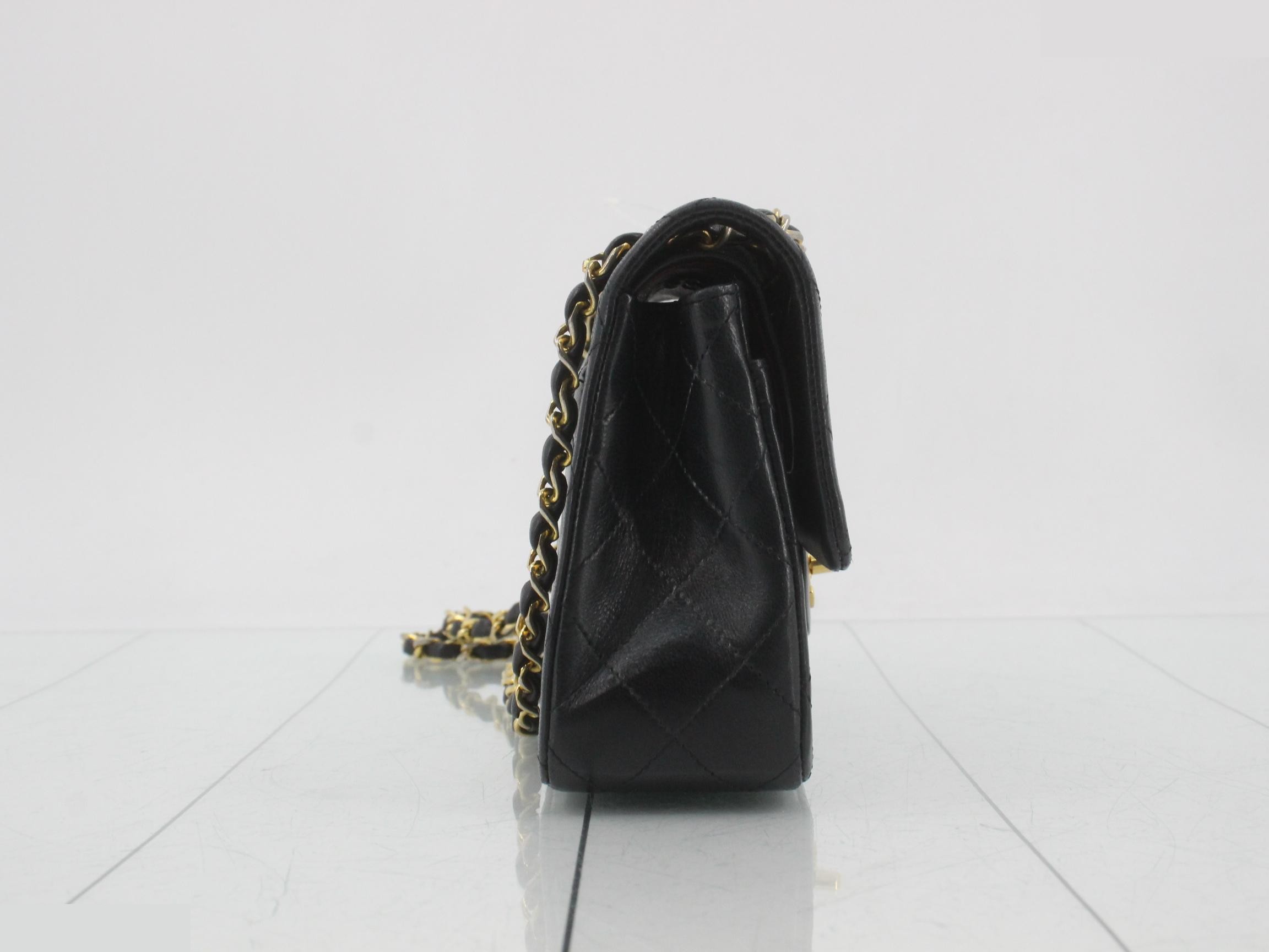 Matelassé lambskin handbag/shoulder bag, black — view 4