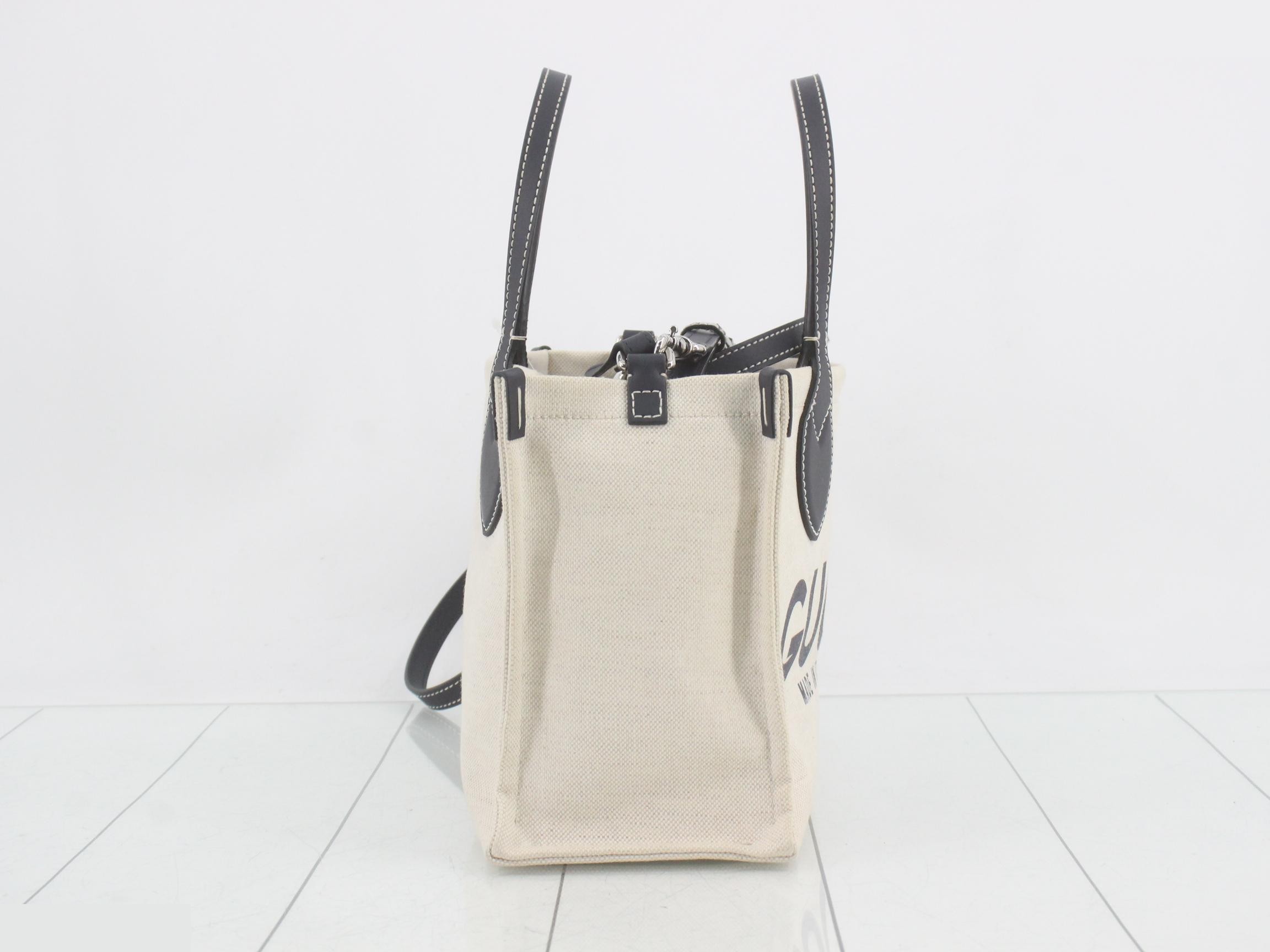 Logo print shopper tote bag, 2-way, navy, silver hardware, W28cm — view 4