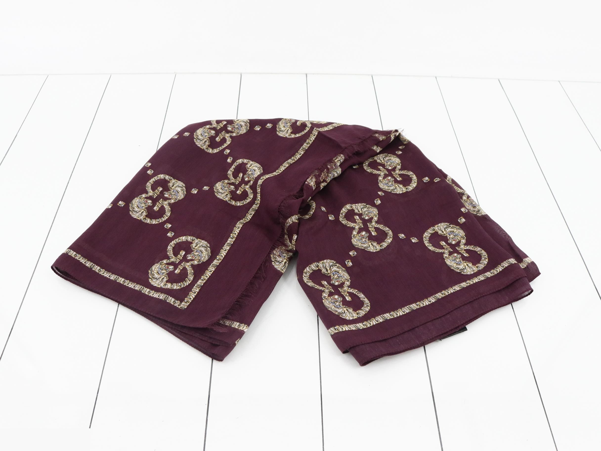 GG pattern modal/silk scarf — view 3