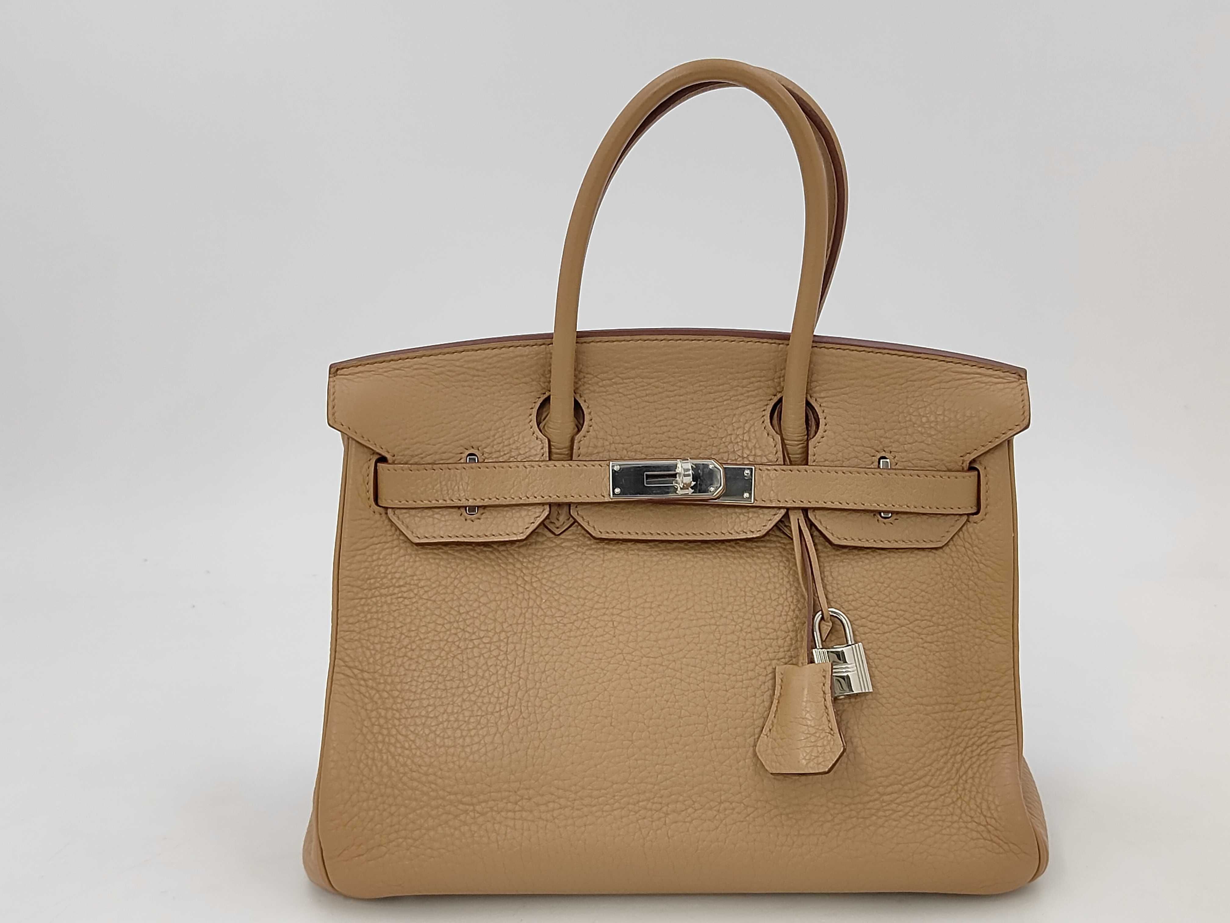Birkin 30 Trench/Taurillon Leather/Silver Hardware/ M/Cadena Key Handbag