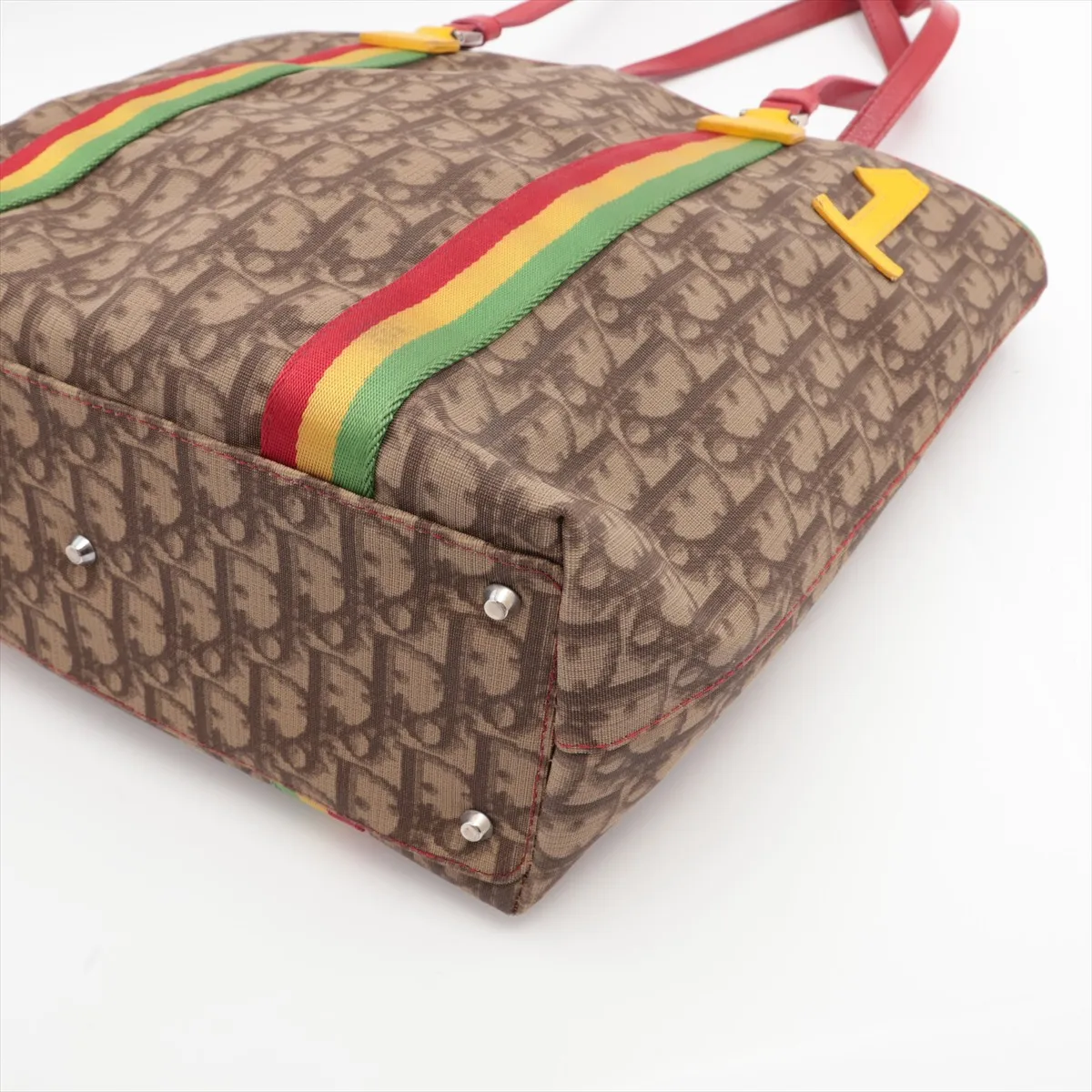 Raster Line Trotter PVC x Leather Tote Bag Brown — view 3