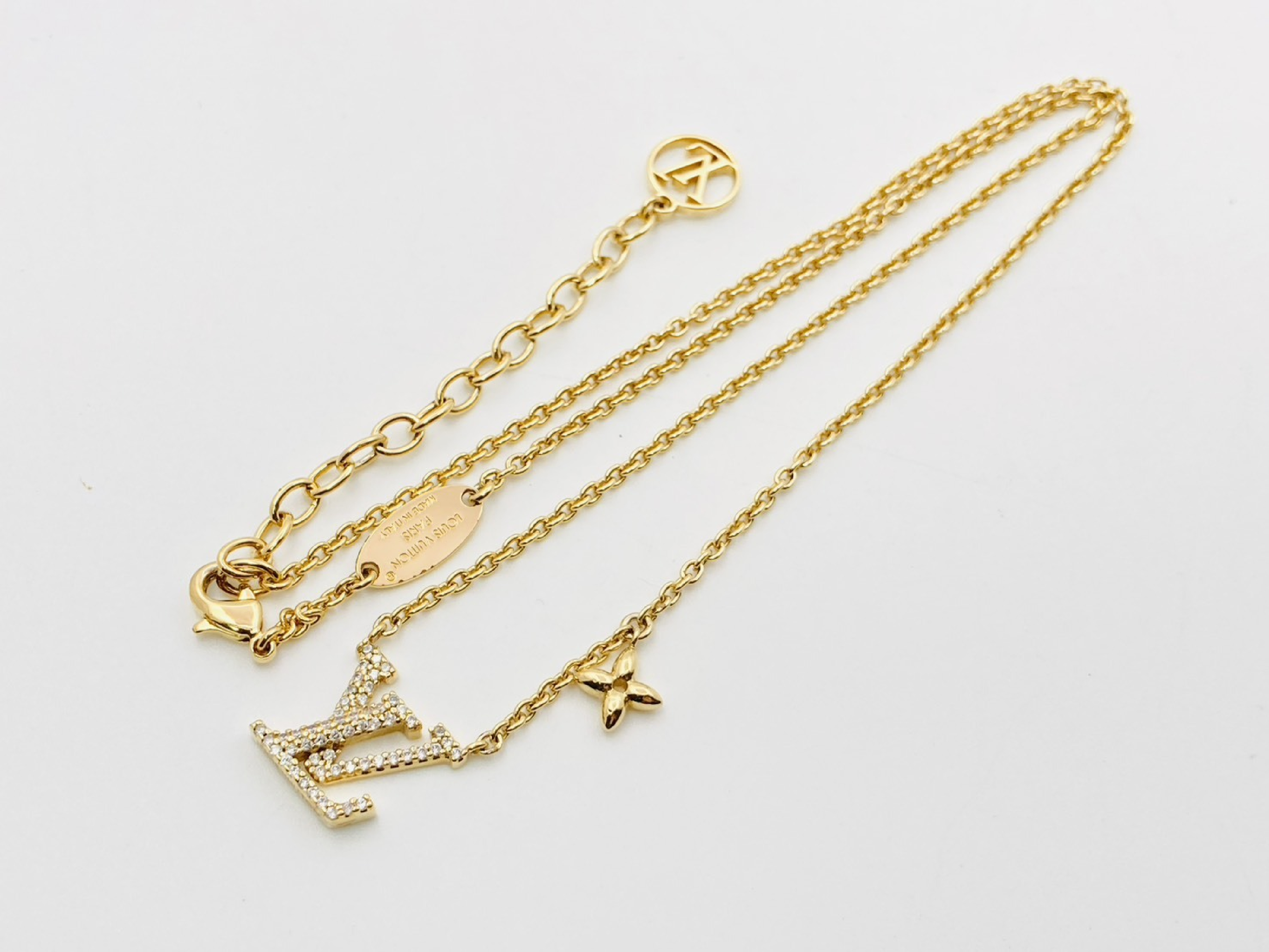 M00596 Collier LV Iconic Rhinestone Gold Necklace AK1294 — view 3