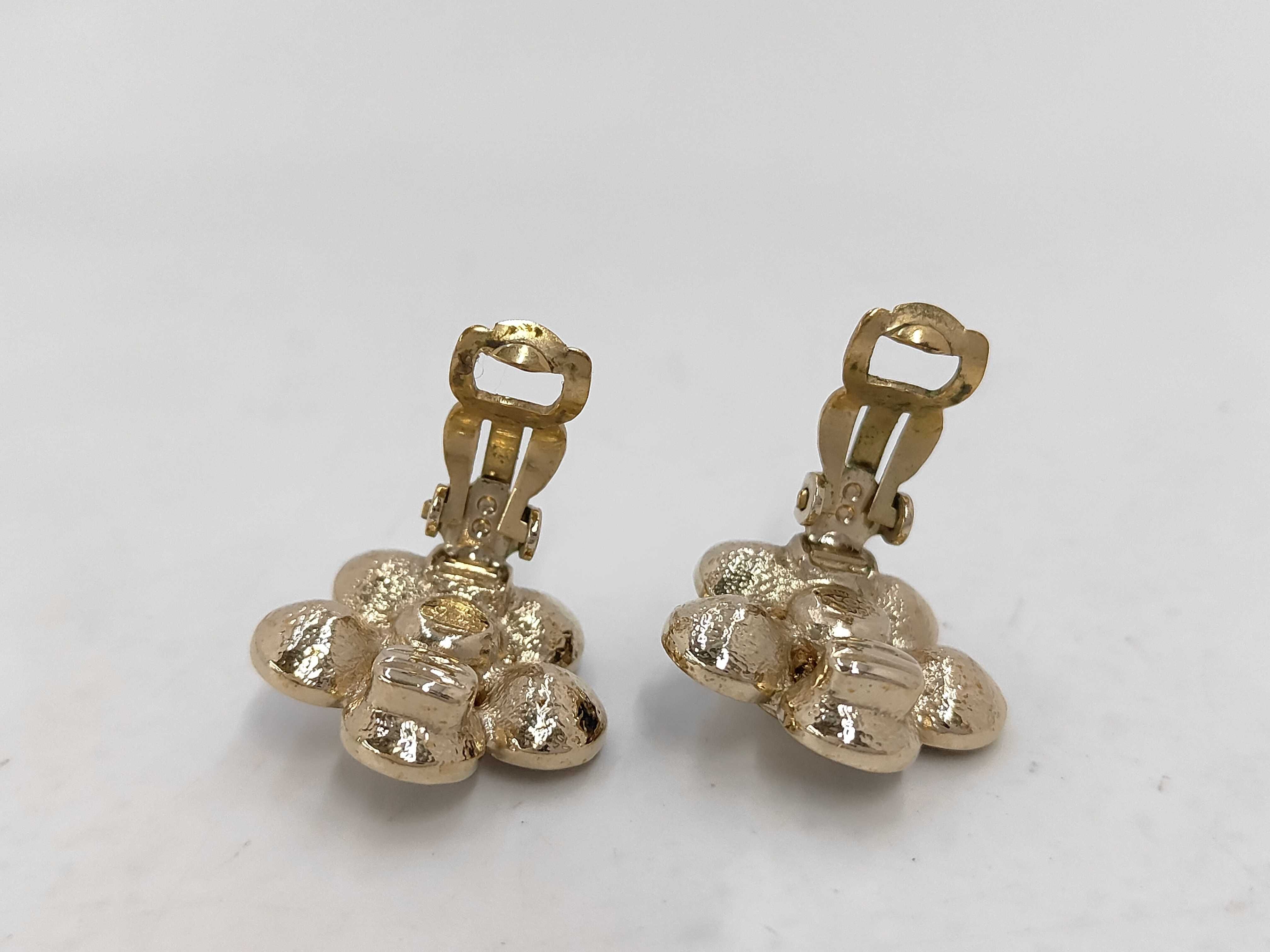Earrings, Black Stone Flower Coco Mark Earrings — view 2