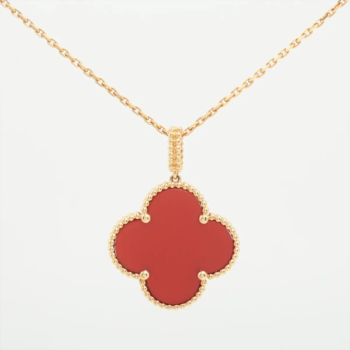 Magic Alhambra Long Carnelian Necklace 750(YG) 16.0g JE492716 Small stone chip