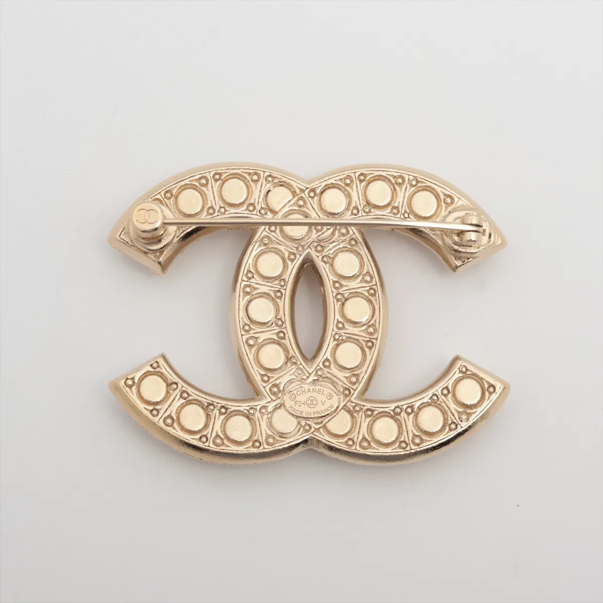 Cocomark F24V Brooch GP x Rhinestone x Fake Pearl Gold Thread — view 2