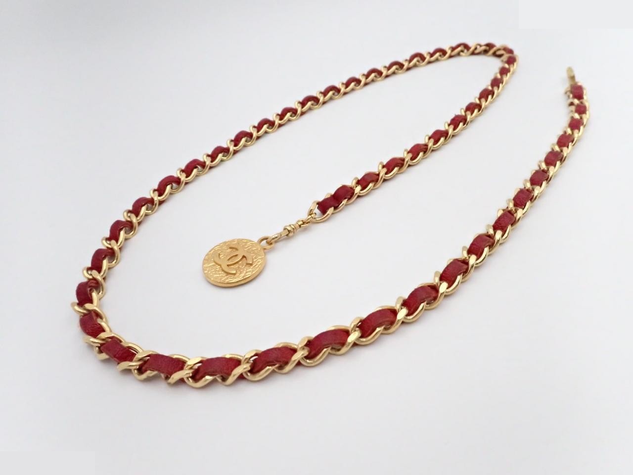 Coco Mark Gold Belt with Chain (approx. 97cm) — view 2