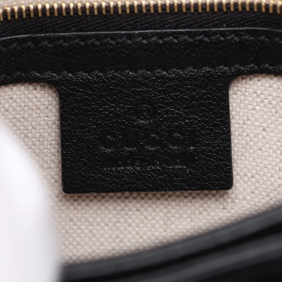 GG Debossed Leather 2-Way Handbag, Beige x Black, 675791 — view 12