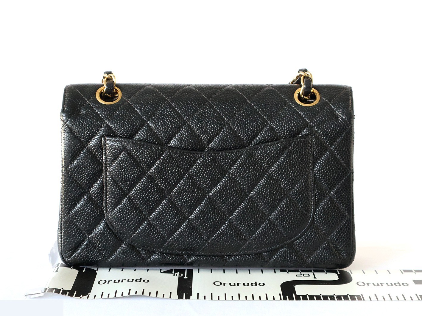 Caviar leather Matelassé 23 Double flap Double chain shoulder bag, black — view 2