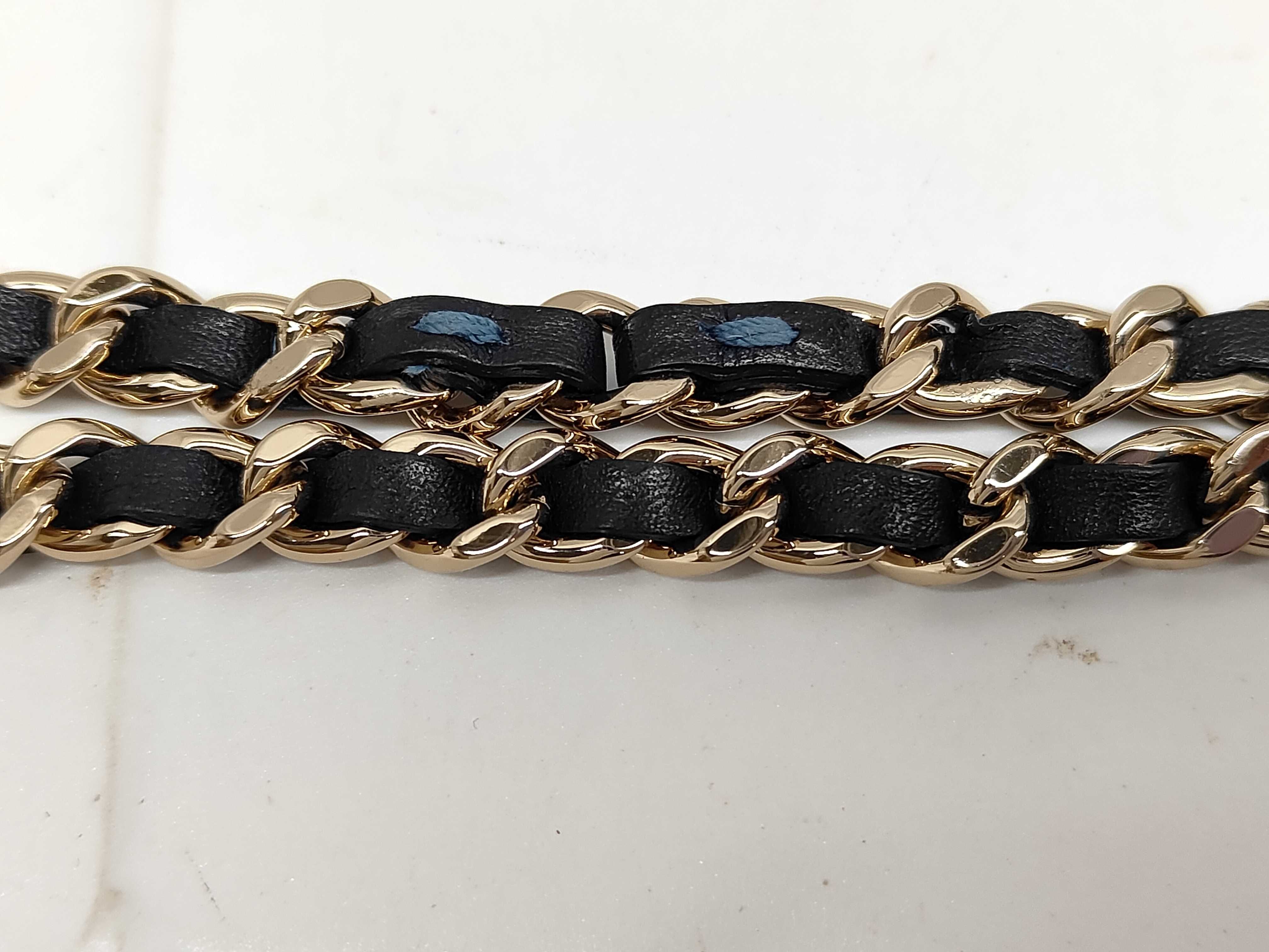 Chevron V-stitch Chain Wallet, Black Lambskin, Gold Hardware, Shoulder Bag — view 3