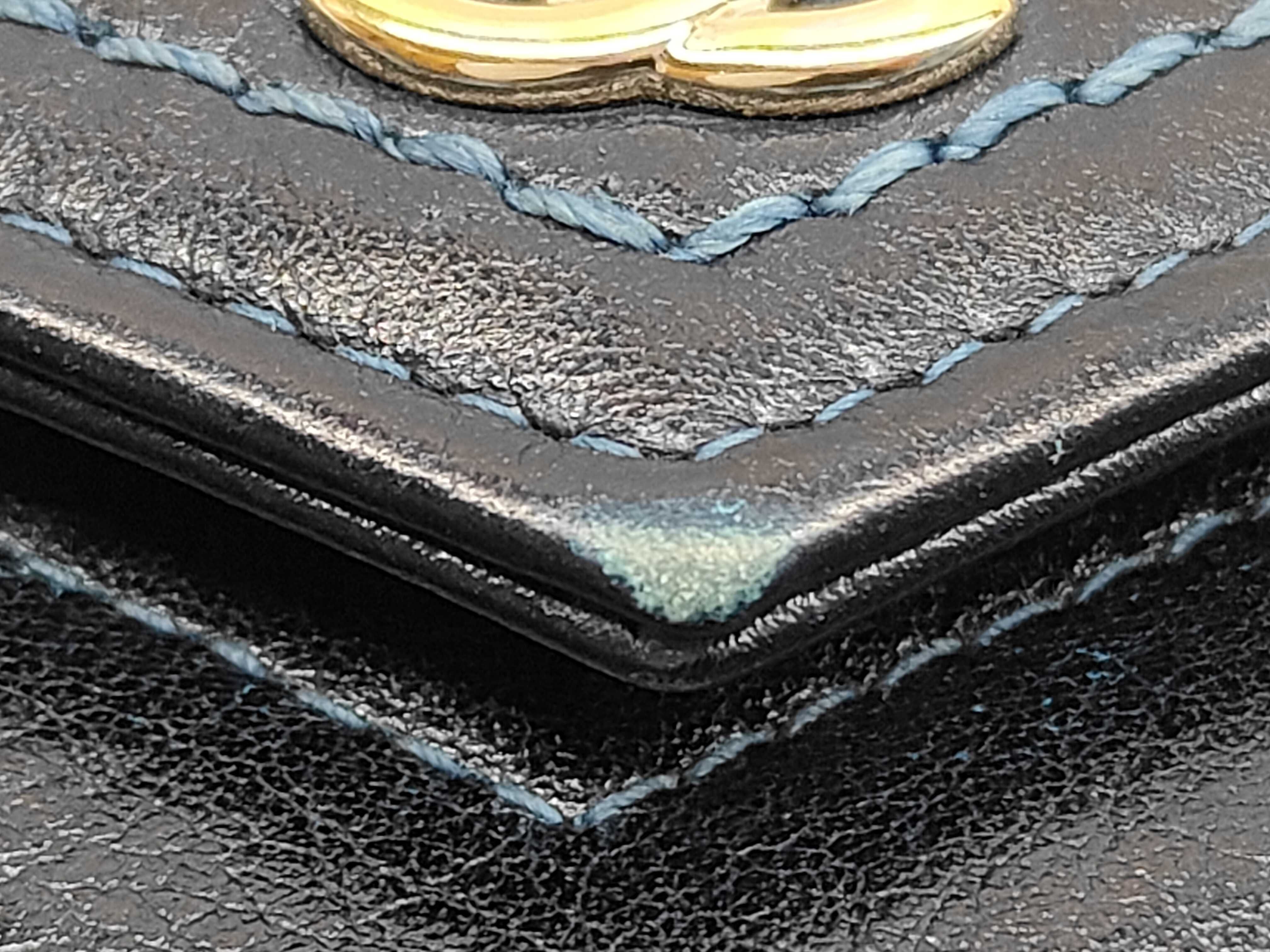 Chevron V-stitch Chain Wallet, Black Lambskin, Gold Hardware, Shoulder Bag — view 10