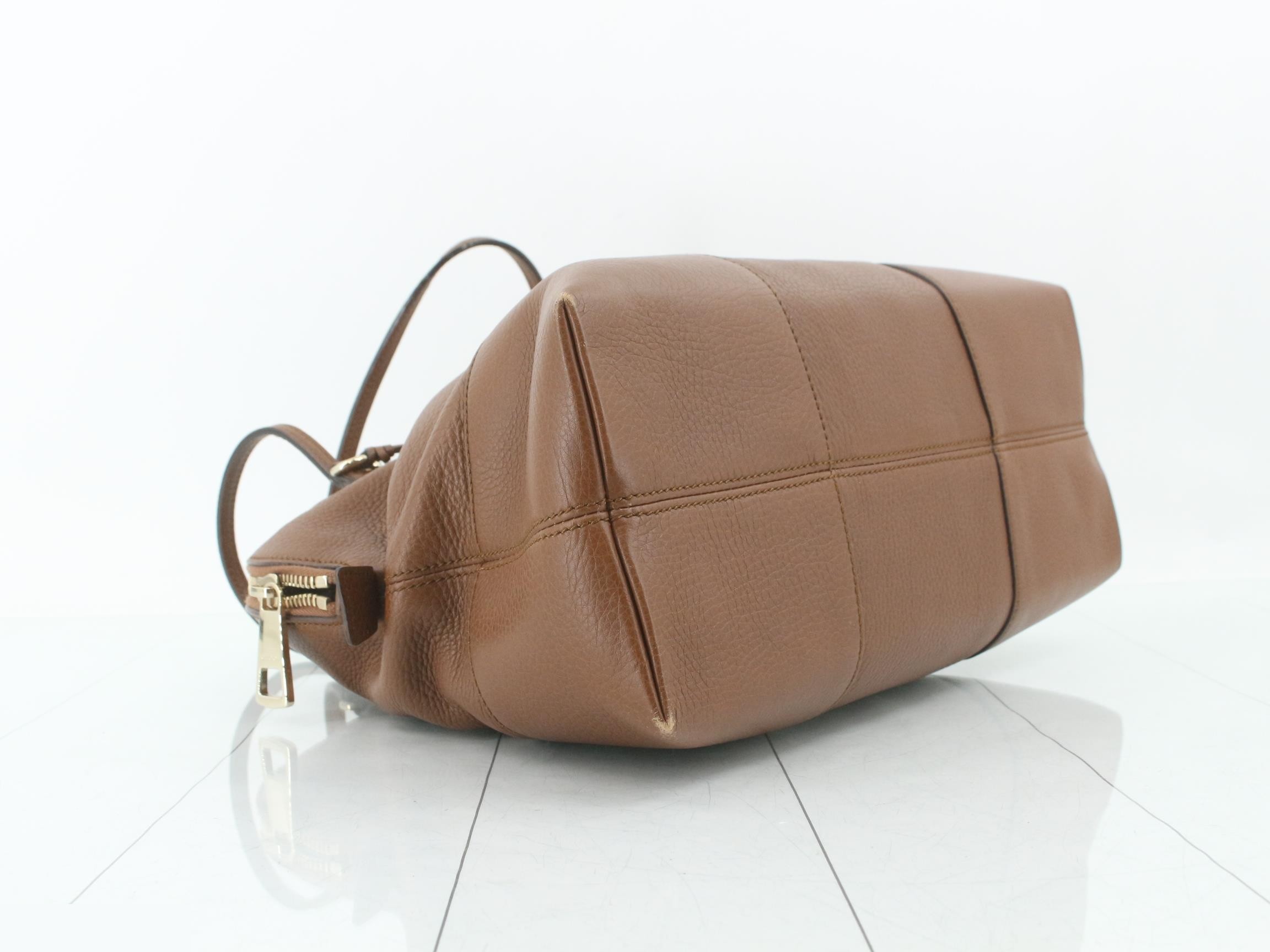 Bree Leather Shoulder Bag, Brown — view 5