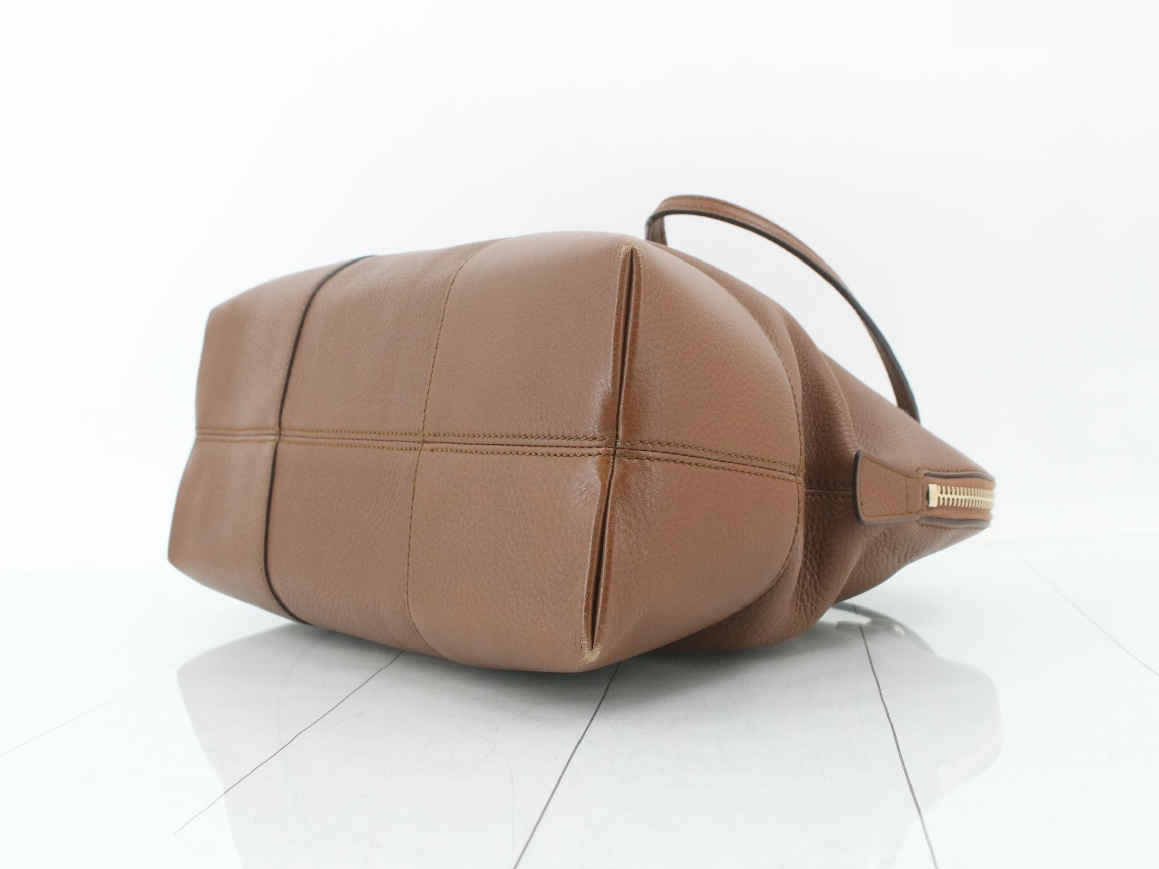Bree Leather Shoulder Bag, Brown — view 6