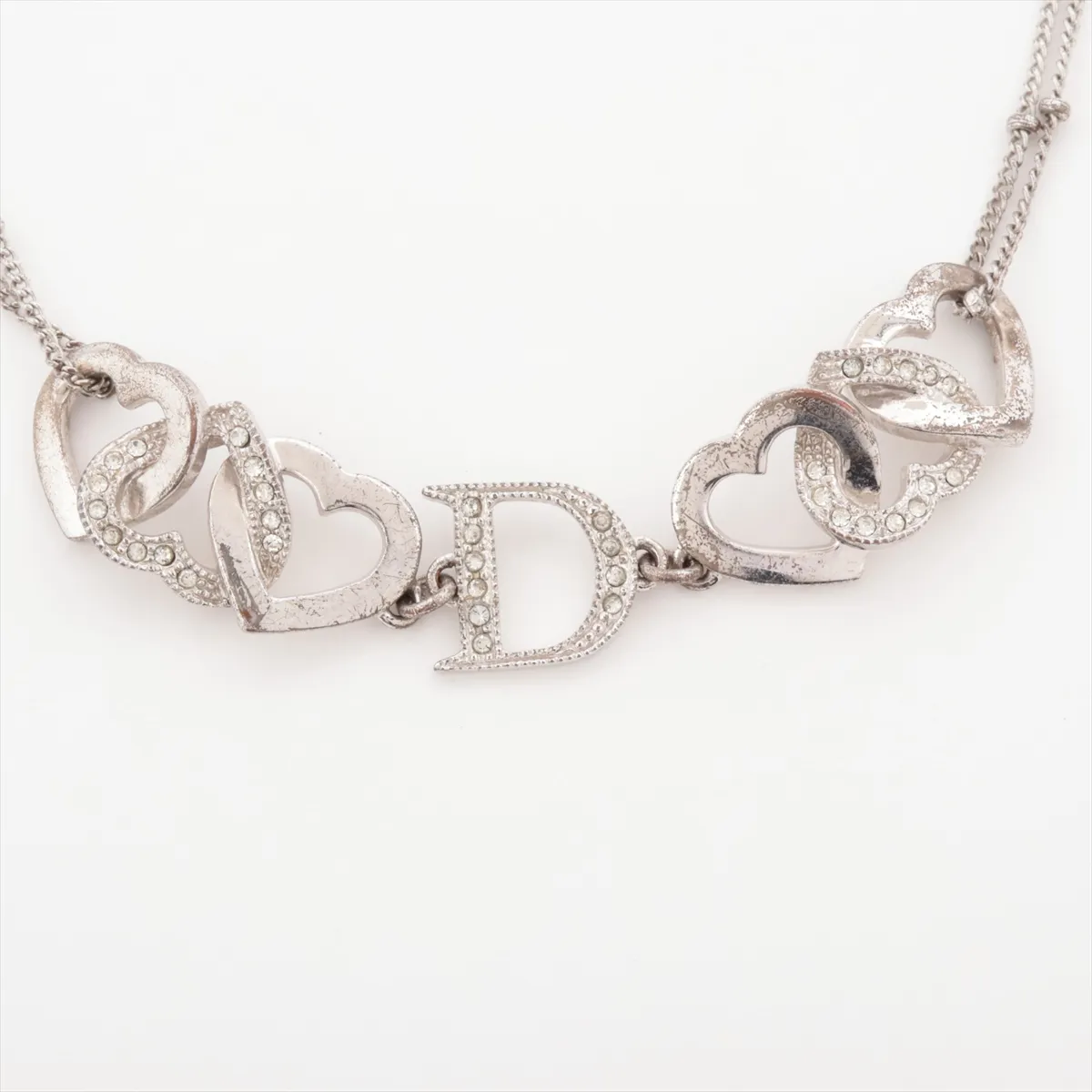D-logo bracelet, metal and rhinestones, silver. Shows signs of wear, — view 2