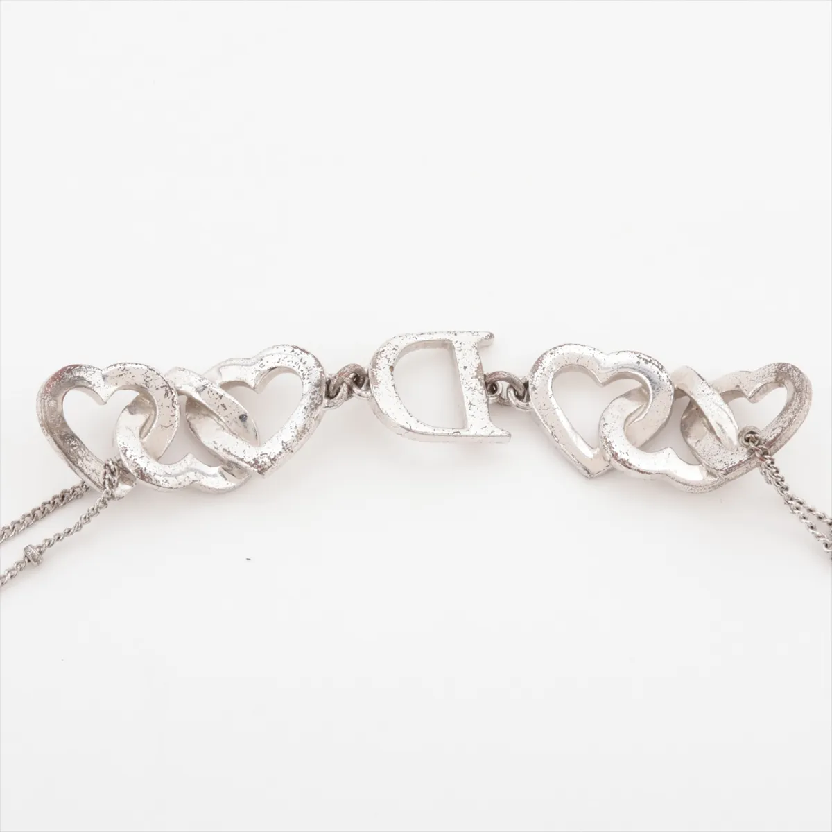 D-logo bracelet, metal and rhinestones, silver. Shows signs of wear, — view 3