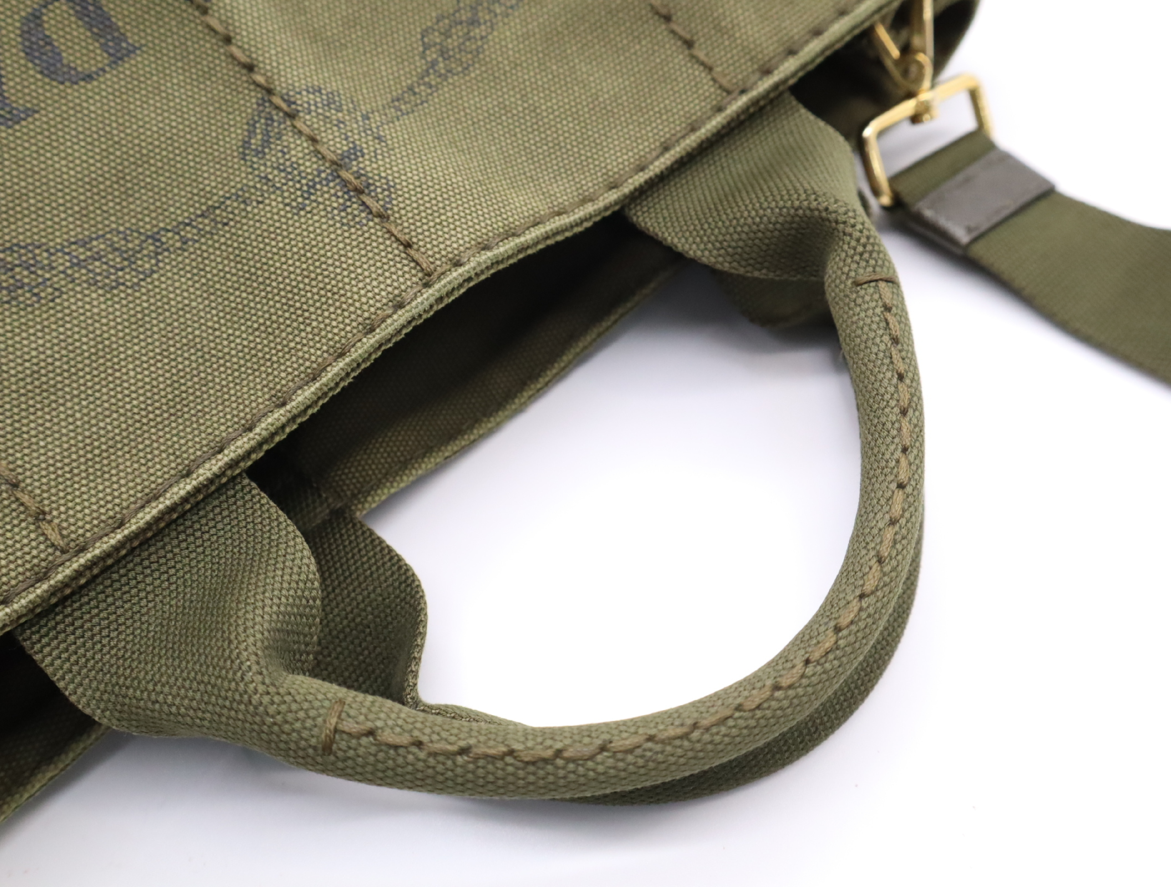 Canvas Canapa 2-Way Tote Bag with Shoulder Strap, Khaki — view 13