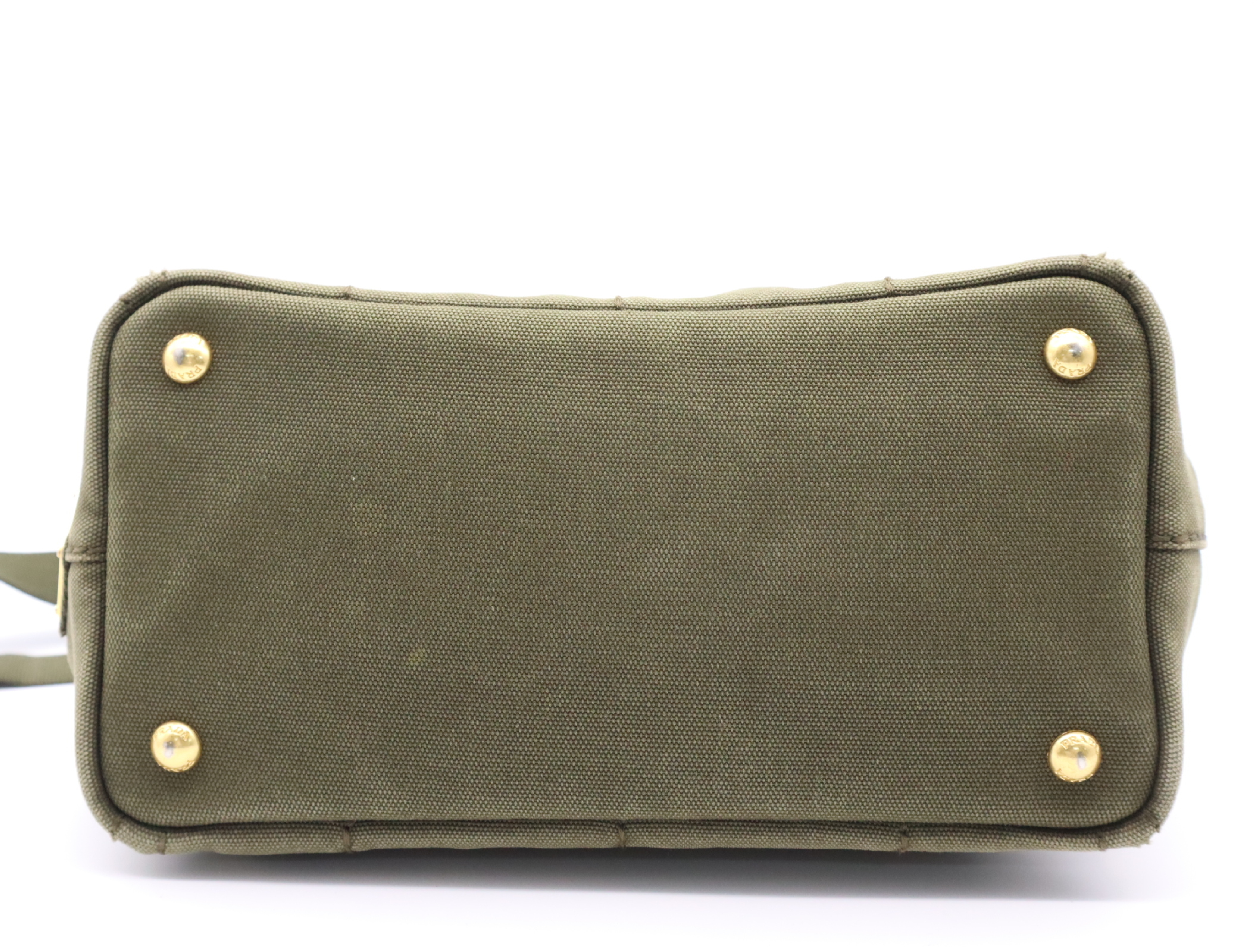 Canvas Canapa 2-Way Tote Bag with Shoulder Strap, Khaki — view 4
