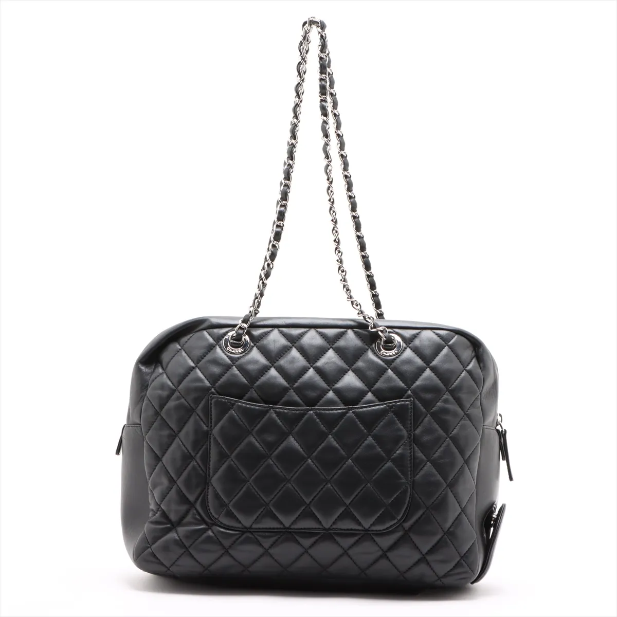 Matelasse Lambskin Chain Tote Bag 2.55 Black Silver Hardware 14052602 14th Series — view 2