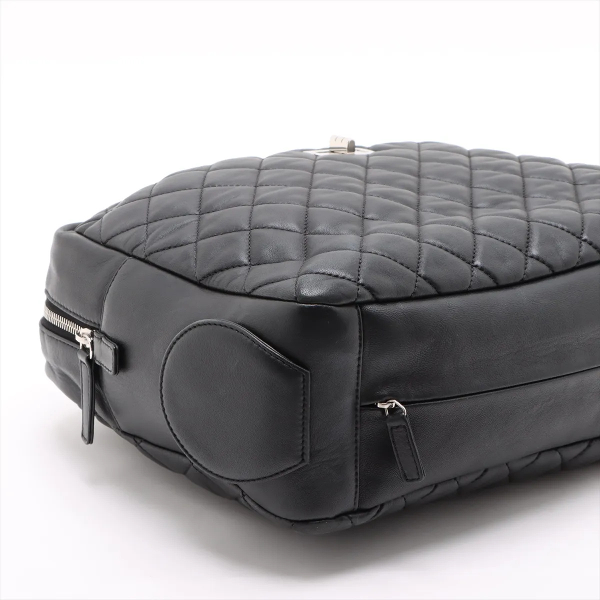 Matelasse Lambskin Chain Tote Bag 2.55 Black Silver Hardware 14052602 14th Series — view 4