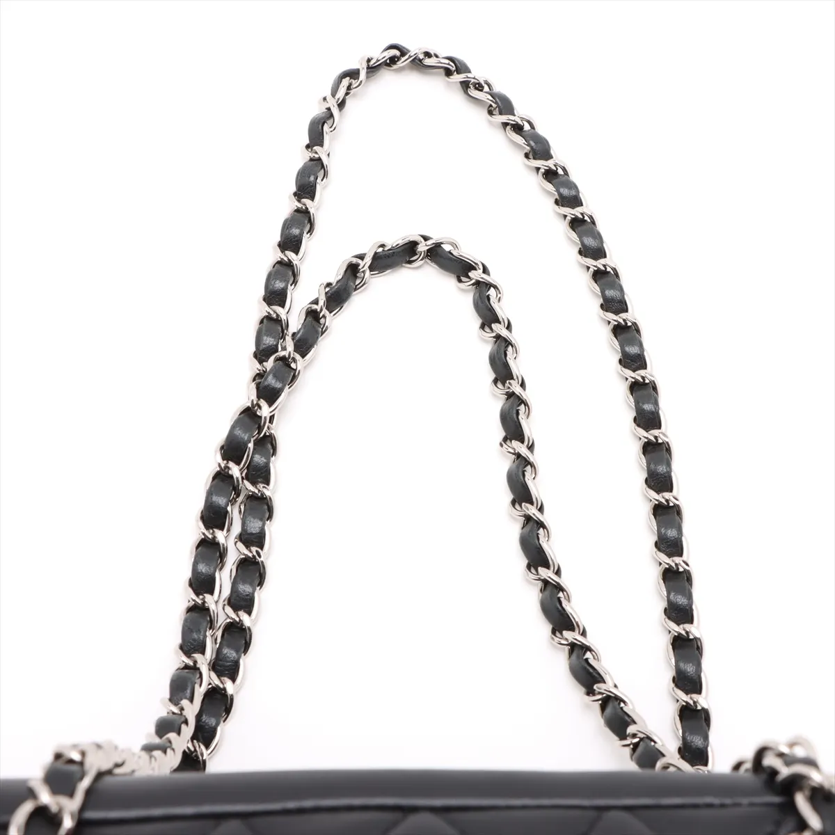 Matelasse Lambskin Chain Tote Bag 2.55 Black Silver Hardware 14052602 14th Series — view 6