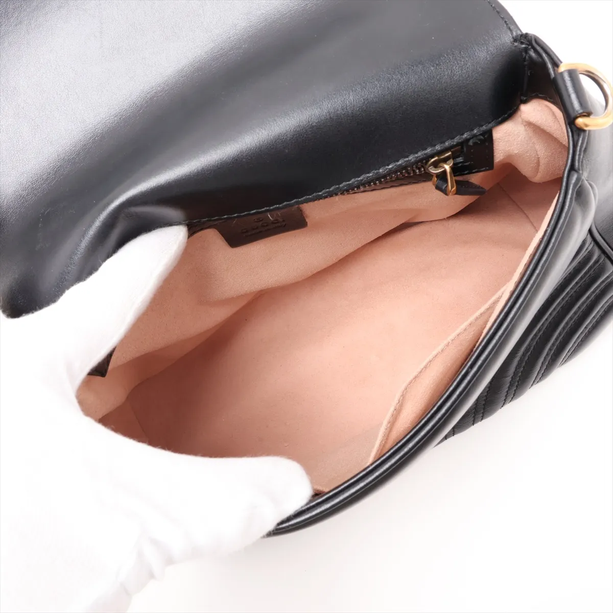 GG Marmont Leather 2-Way Handbag, Black, 498110 — view 8