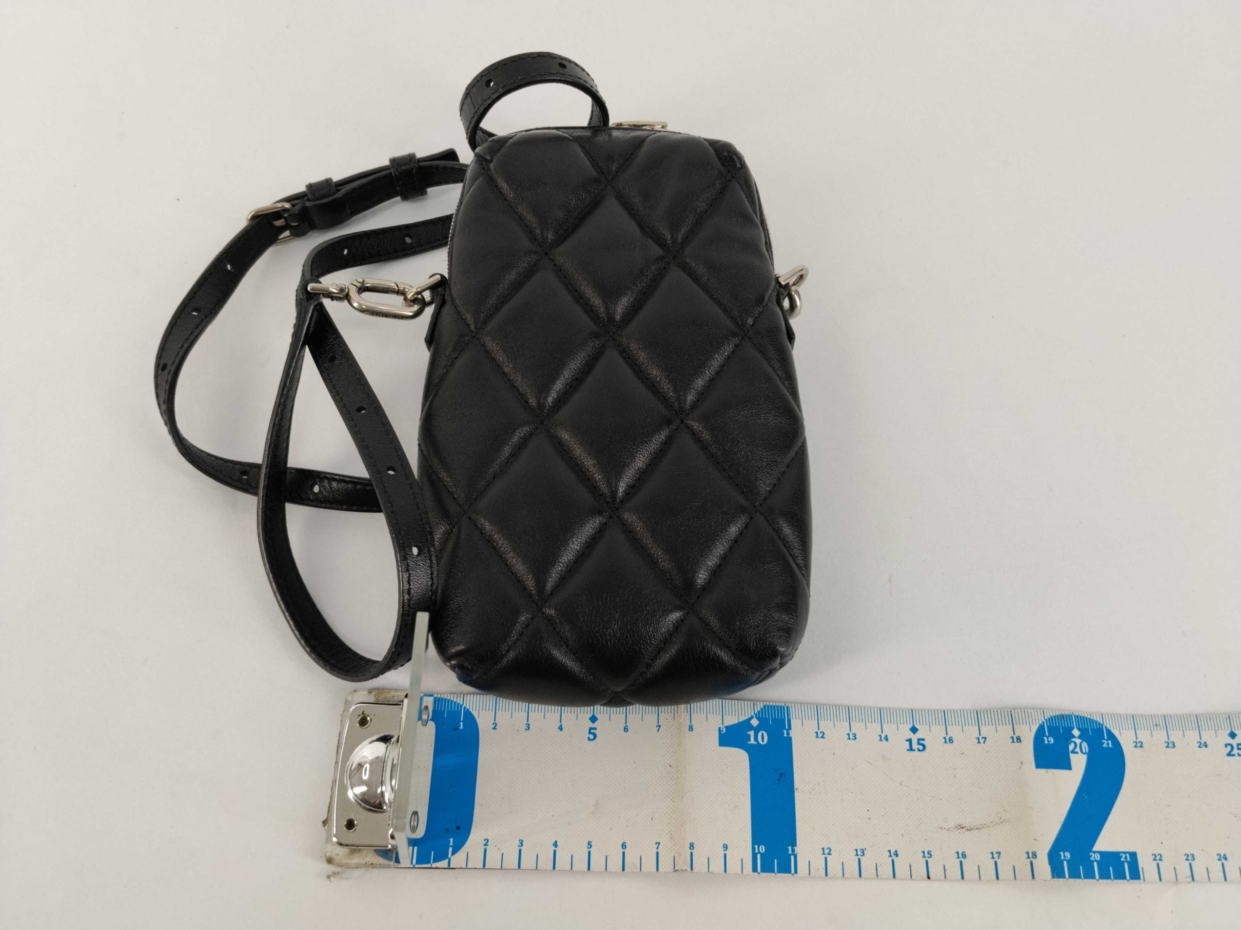 Black Quilted Leather Shoulder Pouch Shoulder Bag — view 2