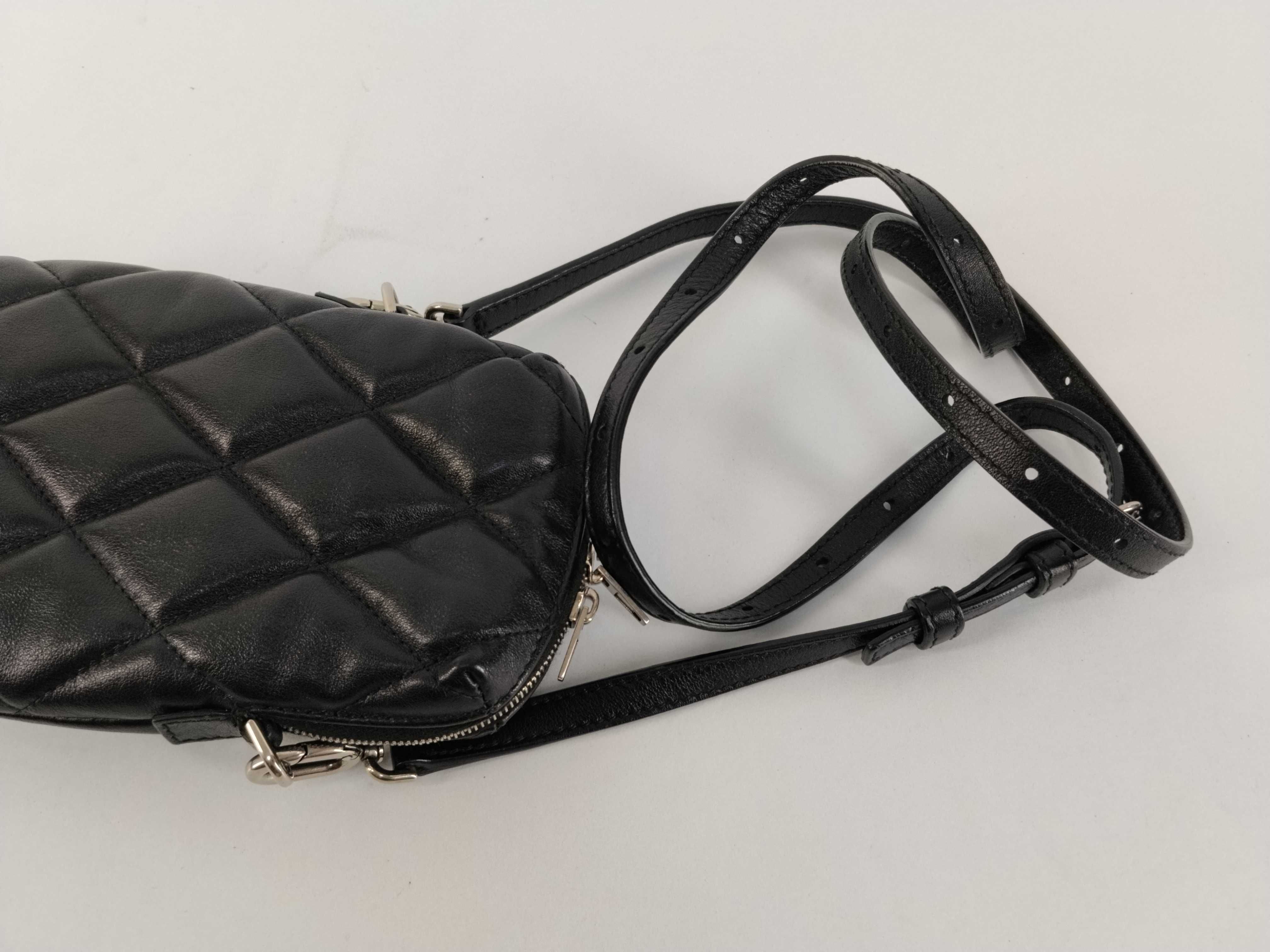 Black Quilted Leather Shoulder Pouch Shoulder Bag — view 3
