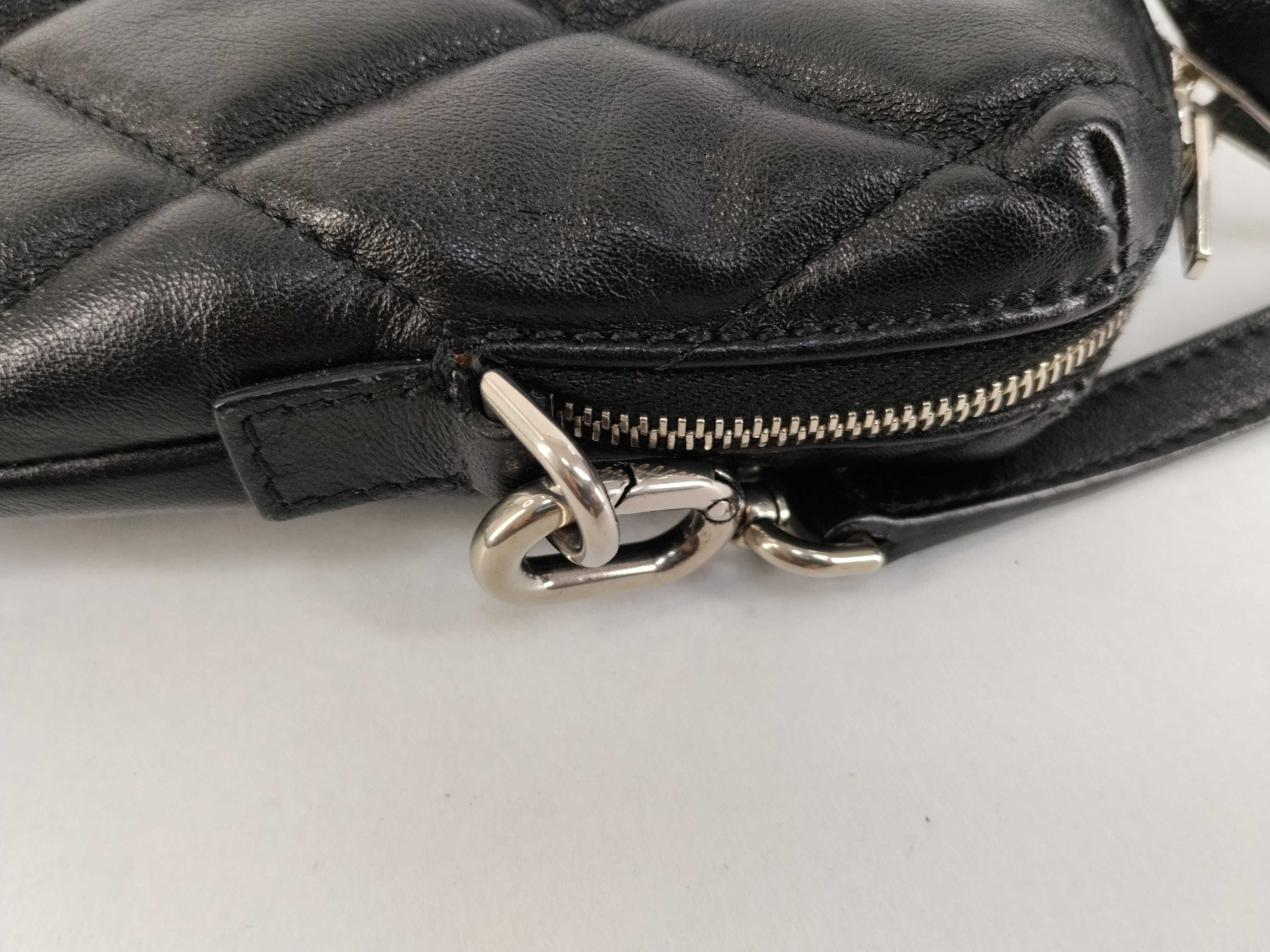 Black Quilted Leather Shoulder Pouch Shoulder Bag — view 5