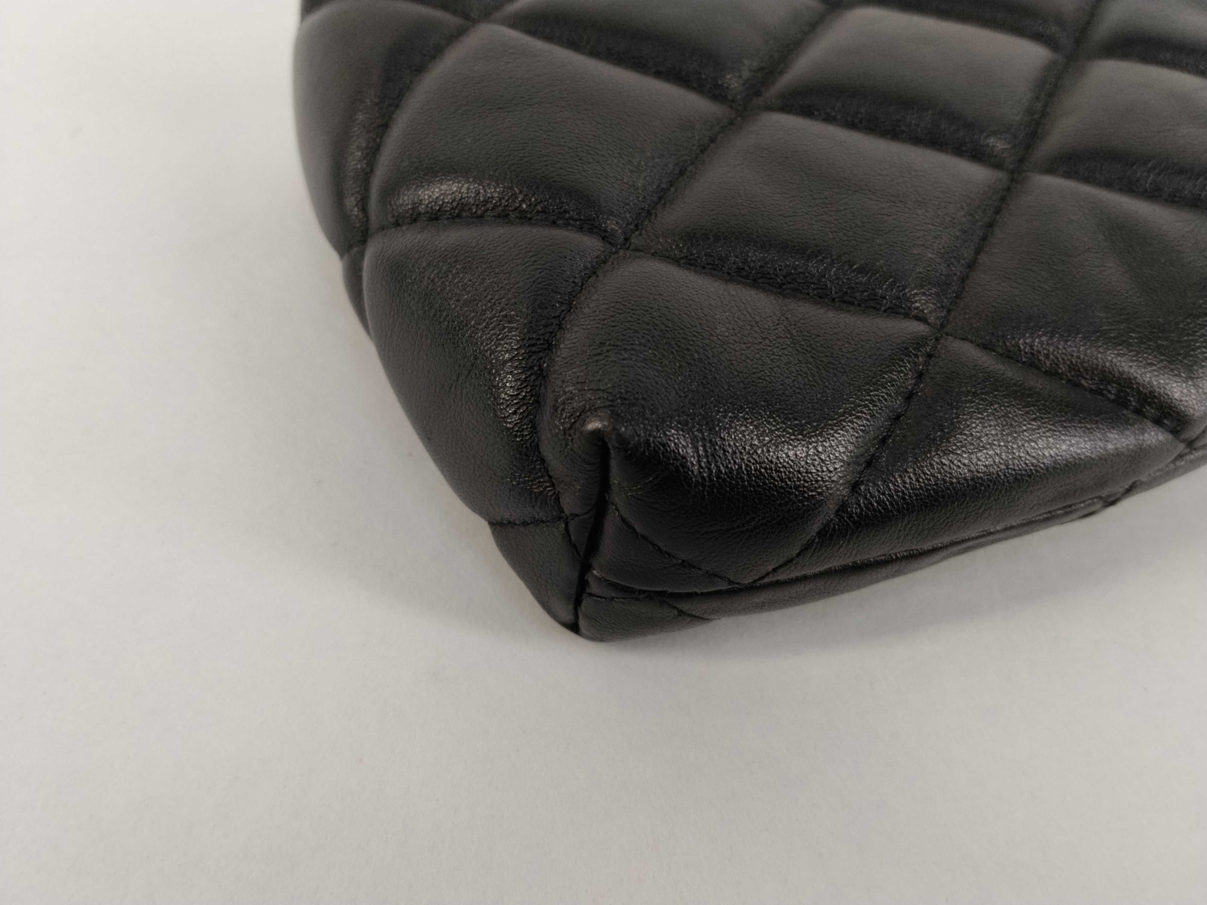 Black Quilted Leather Shoulder Pouch Shoulder Bag — view 6