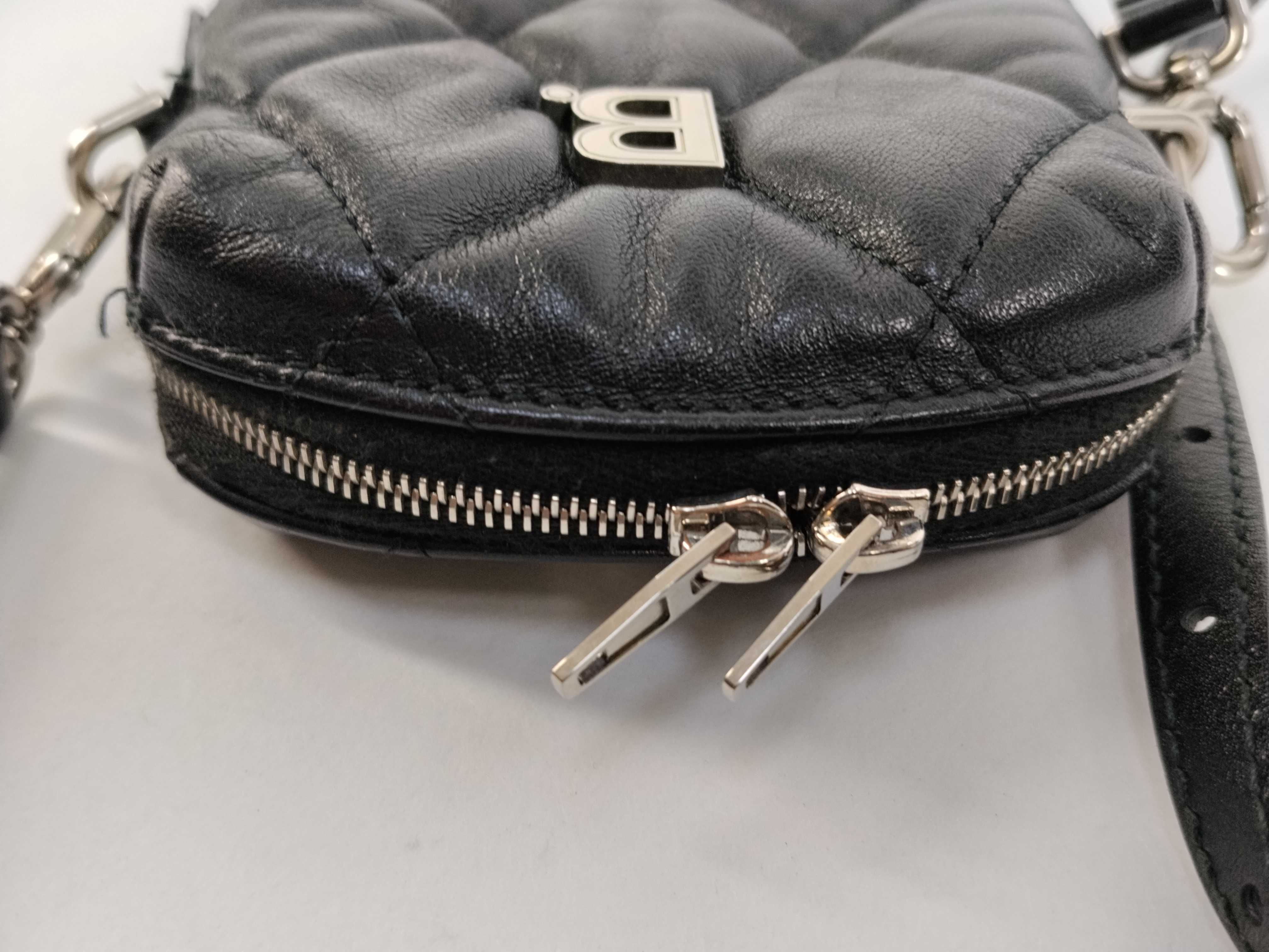 Black Quilted Leather Shoulder Pouch Shoulder Bag — view 8