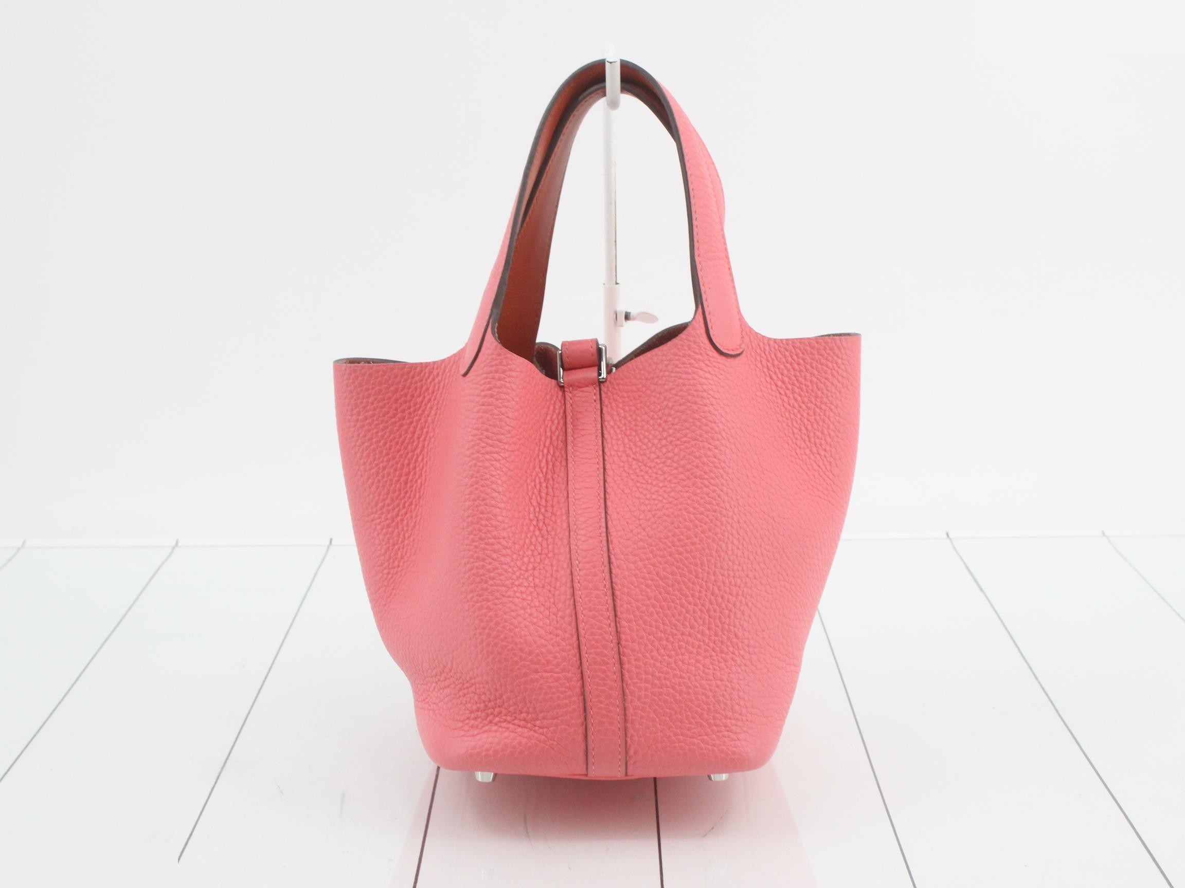 Picotin Lock PM Leather Handbag, Y Stamp, Pink — view 2