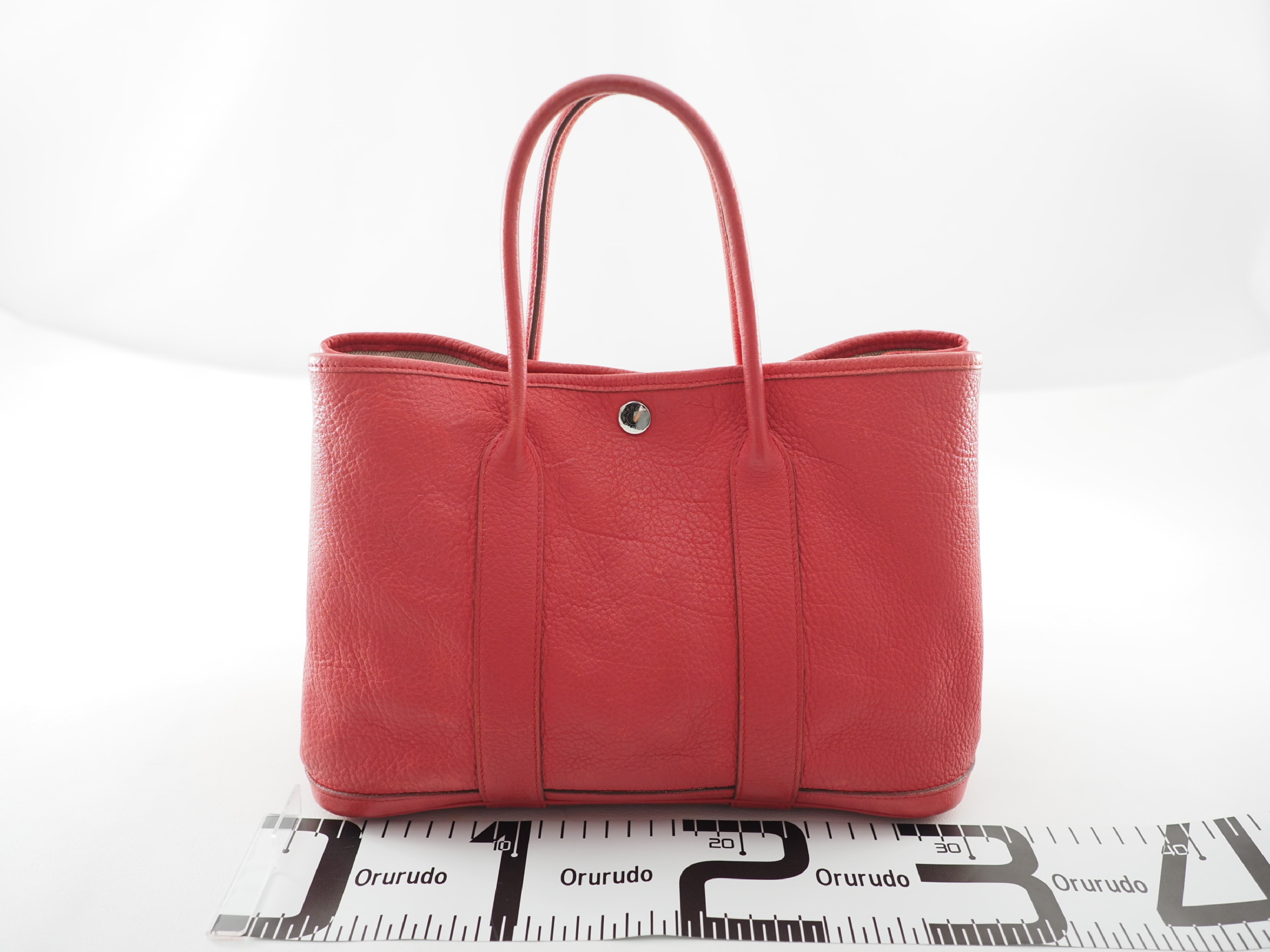 Garden Party TPM Leather Tote Bag with Silver Hardware, Red/Pink Tone — view 2
