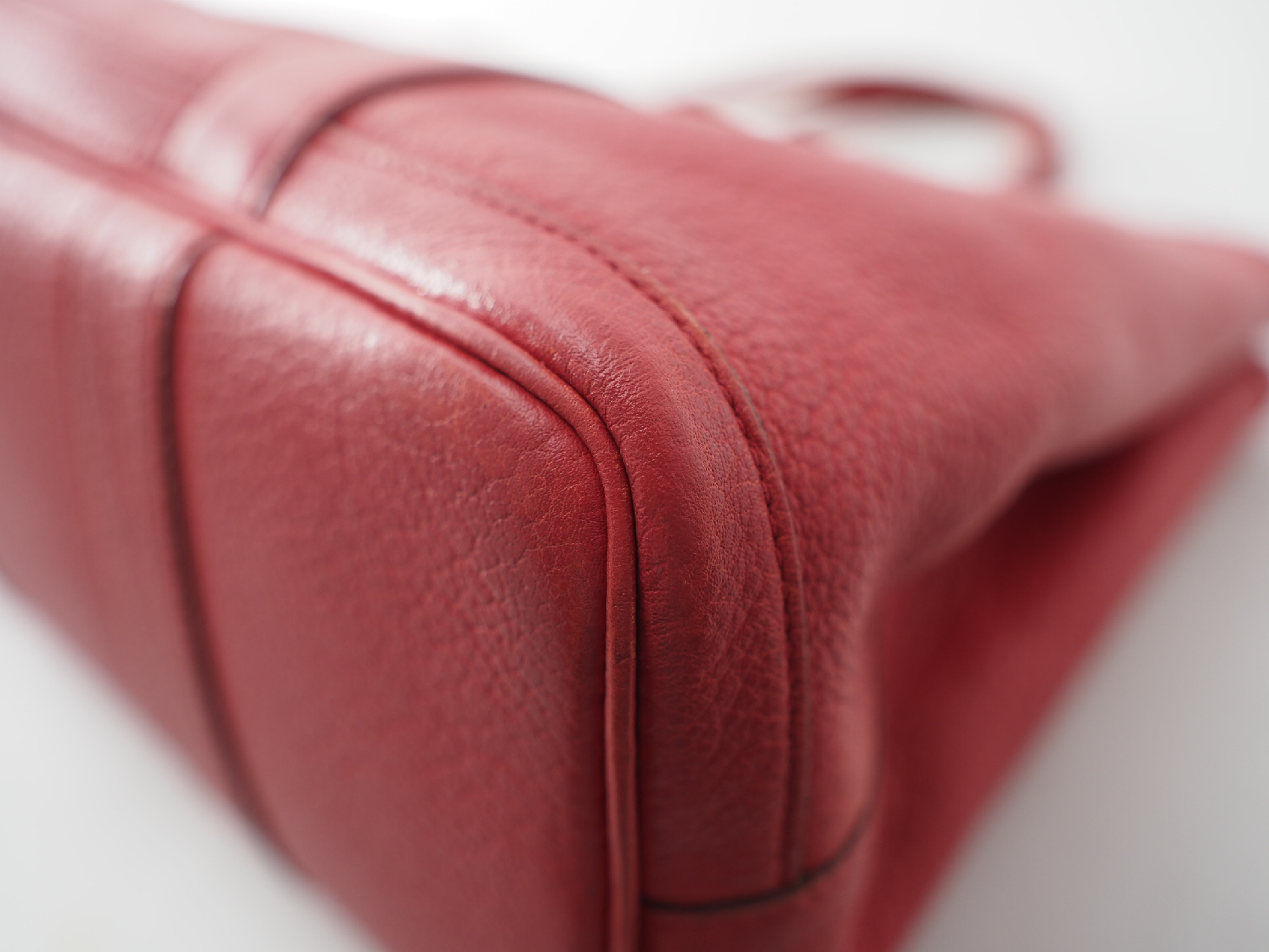 Garden Party TPM Leather Tote Bag with Silver Hardware, Red/Pink Tone — view 5