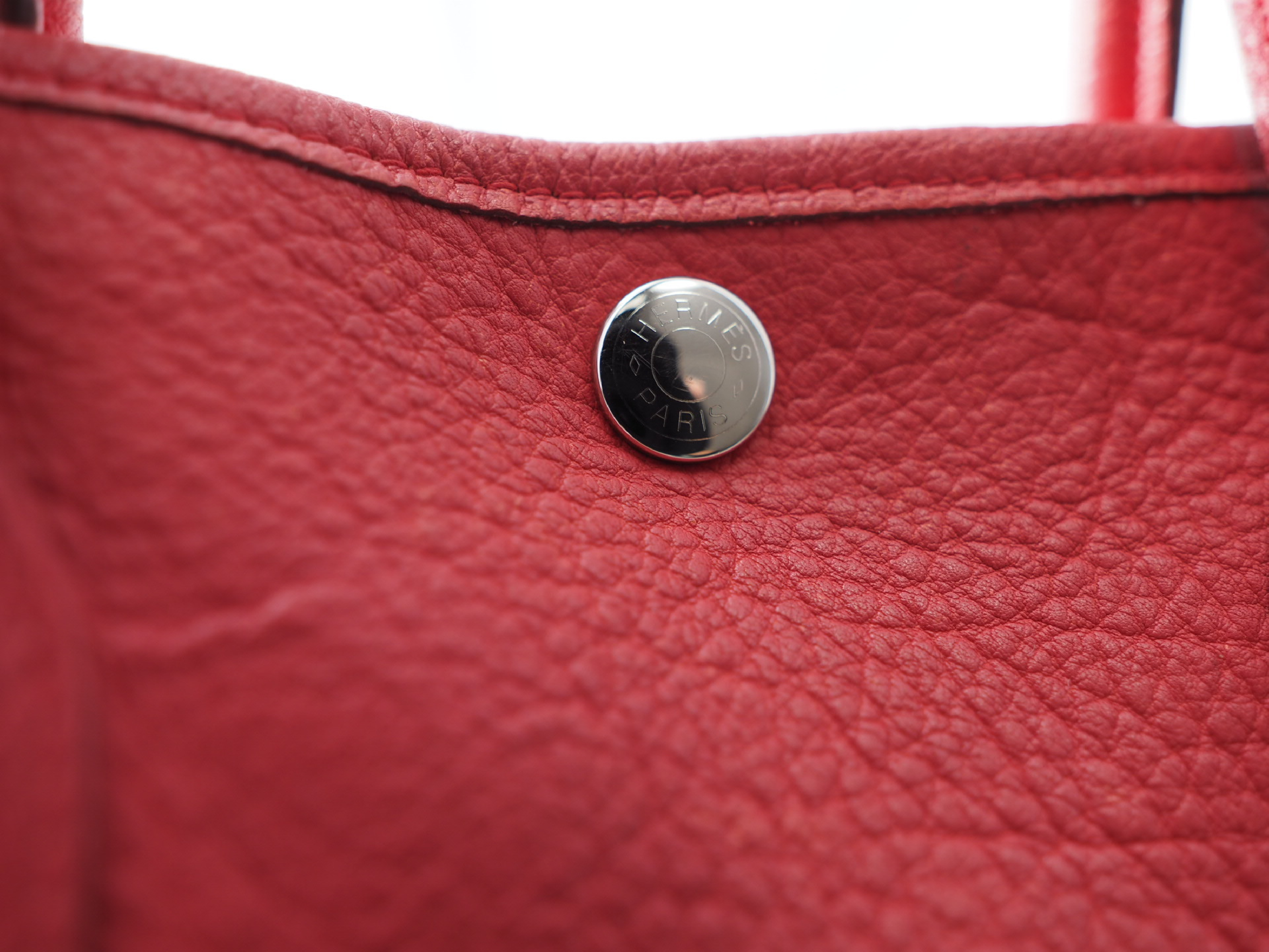 Garden Party TPM Leather Tote Bag with Silver Hardware, Red/Pink Tone — view 8