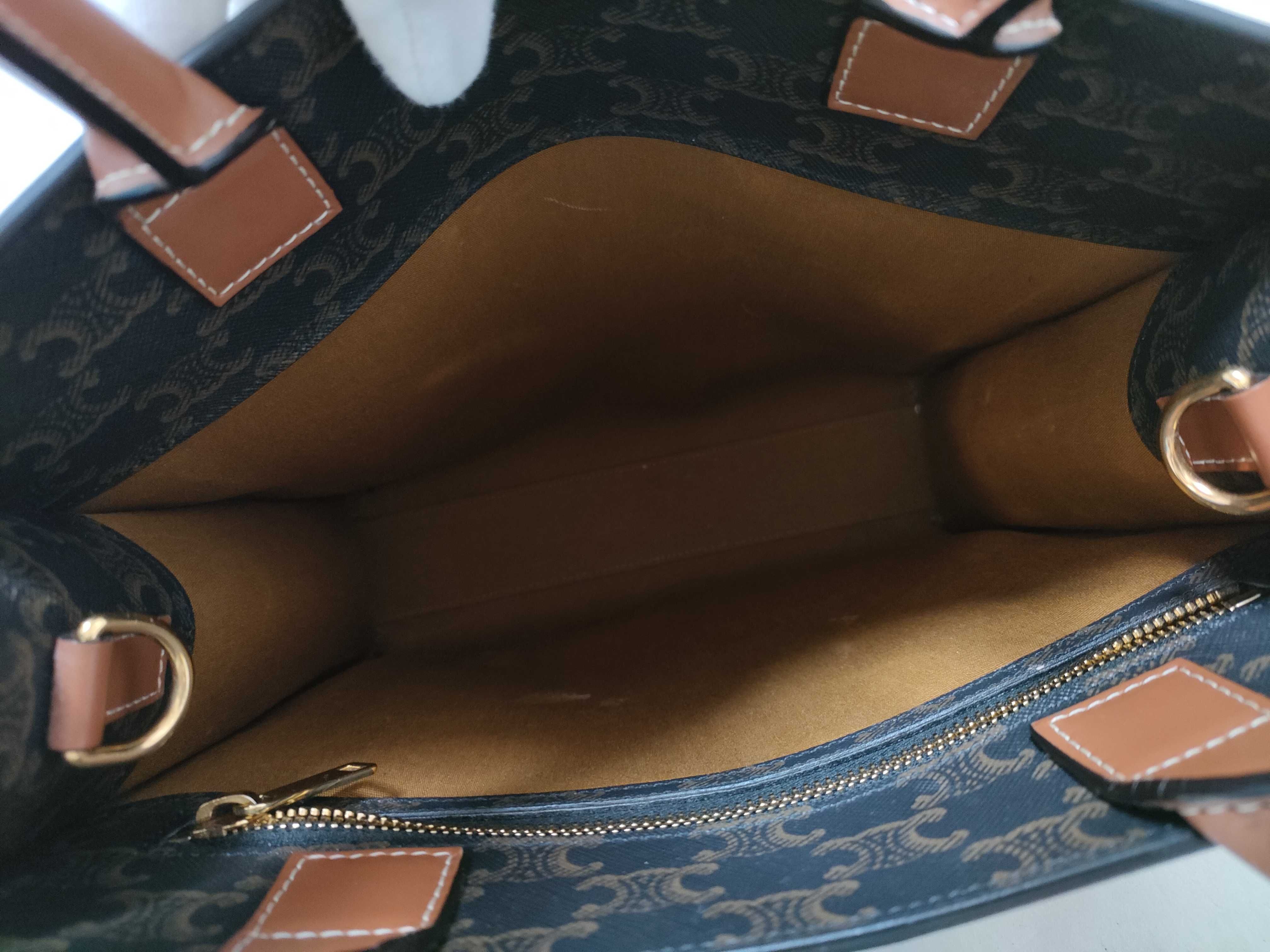 Triomphe Vertical Cabas PVC x Leather 2-Way Handbag Brown Handbag — view 9