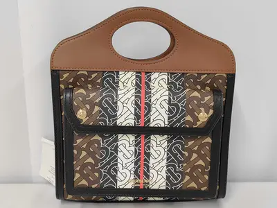 TB Monogram Mini Pocket Bag, Brown x Black x Multicolor Leather Handbag