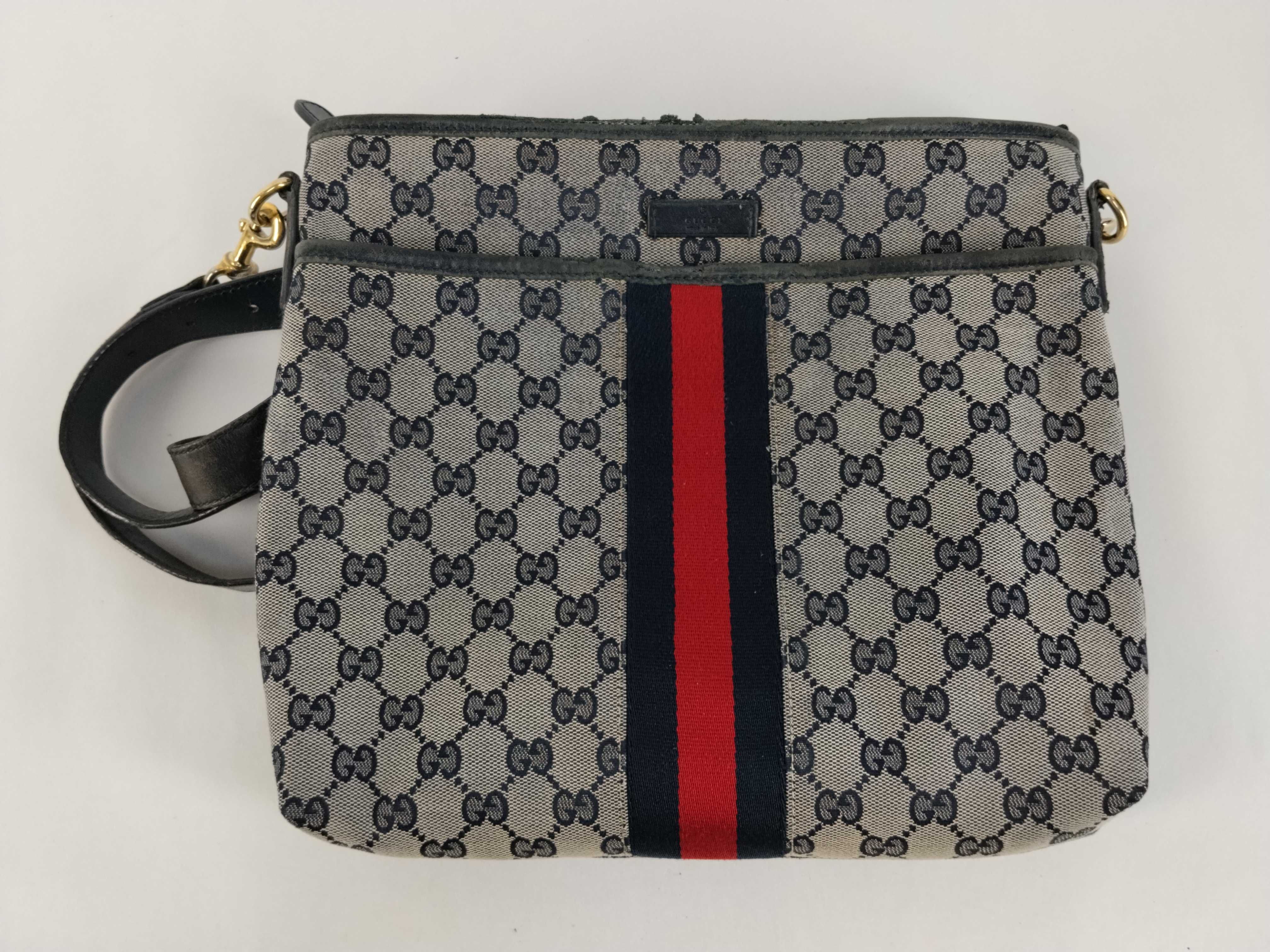 GG Supreme Gucci GG Canvas x Leather Shoulder Bag Navy 388926 Shoulder Bag
