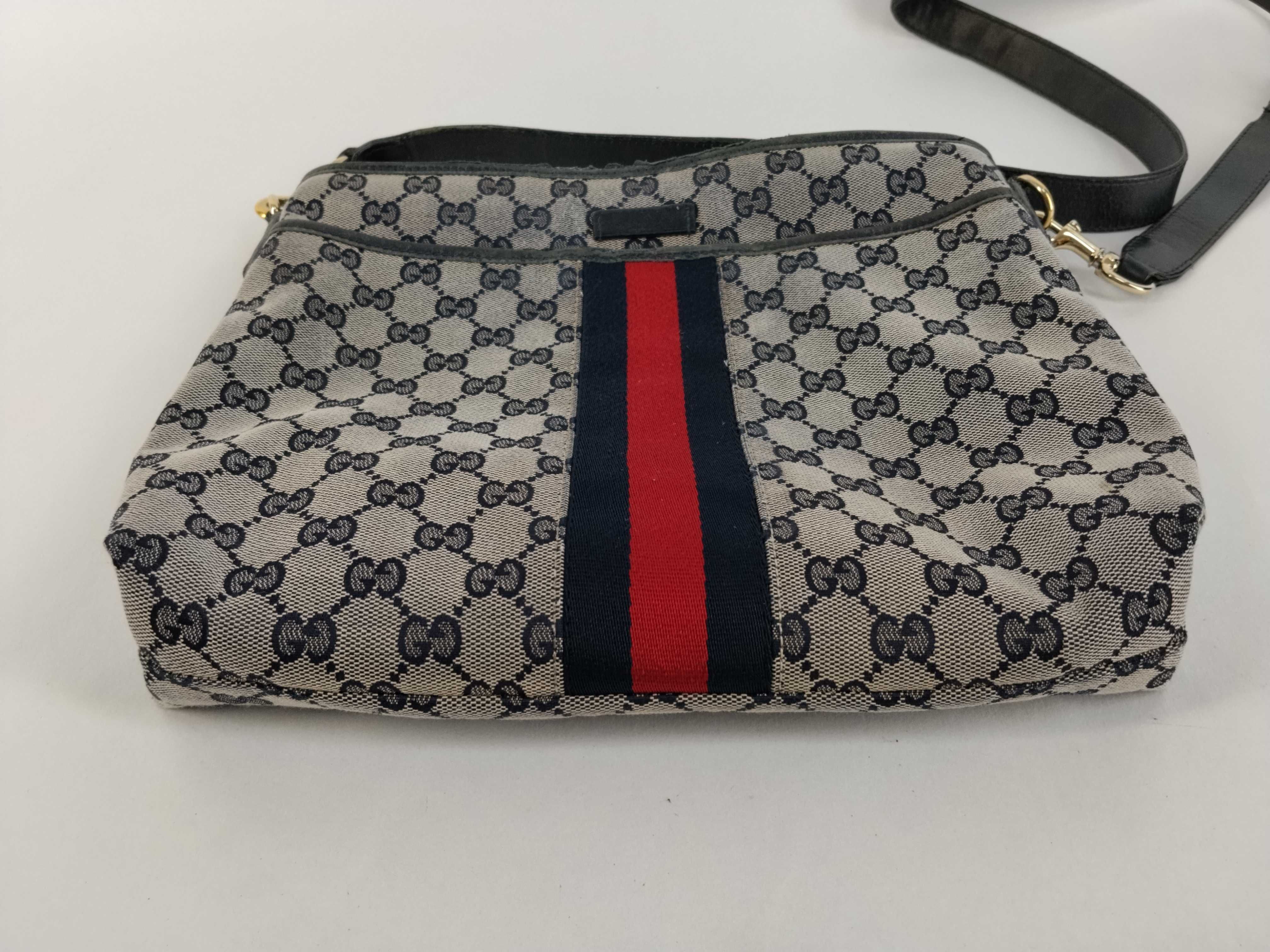 GG Supreme Gucci GG Canvas x Leather Shoulder Bag Navy 388926 Shoulder Bag — view 7