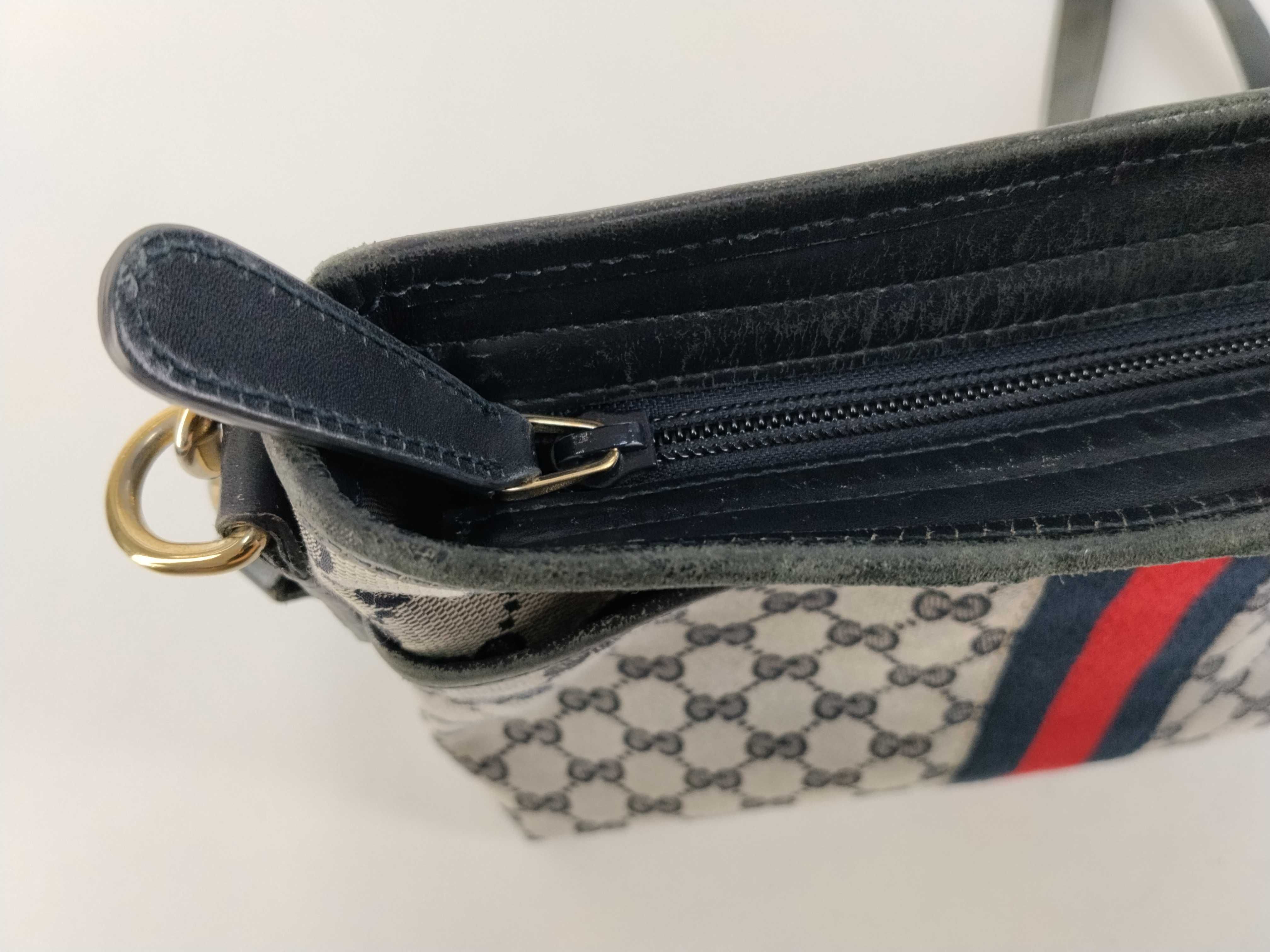 GG Supreme Gucci GG Canvas x Leather Shoulder Bag Navy 388926 Shoulder Bag — view 8