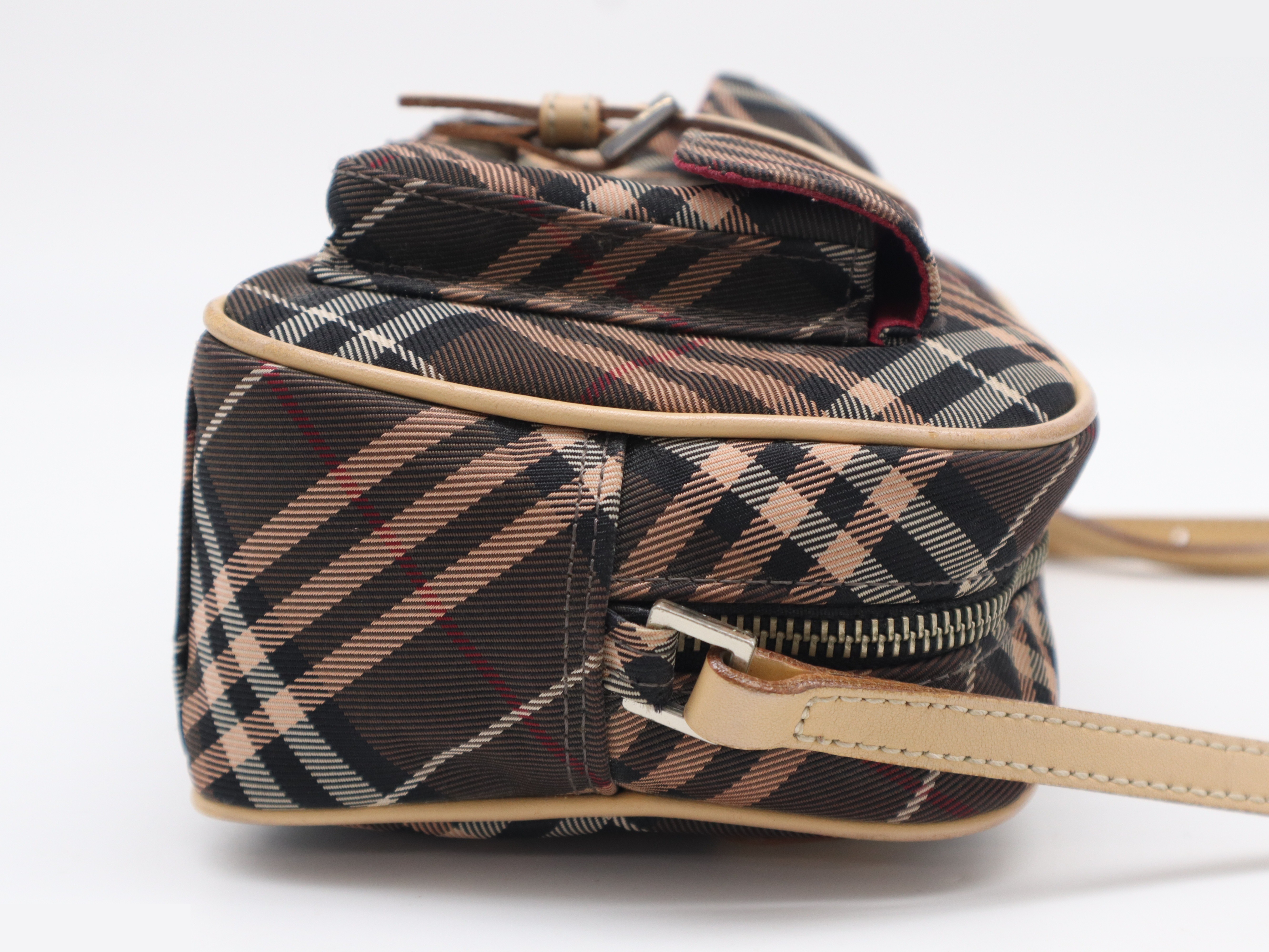 Nova Check Shoulder Bag Canvas Leather Brown — view 4