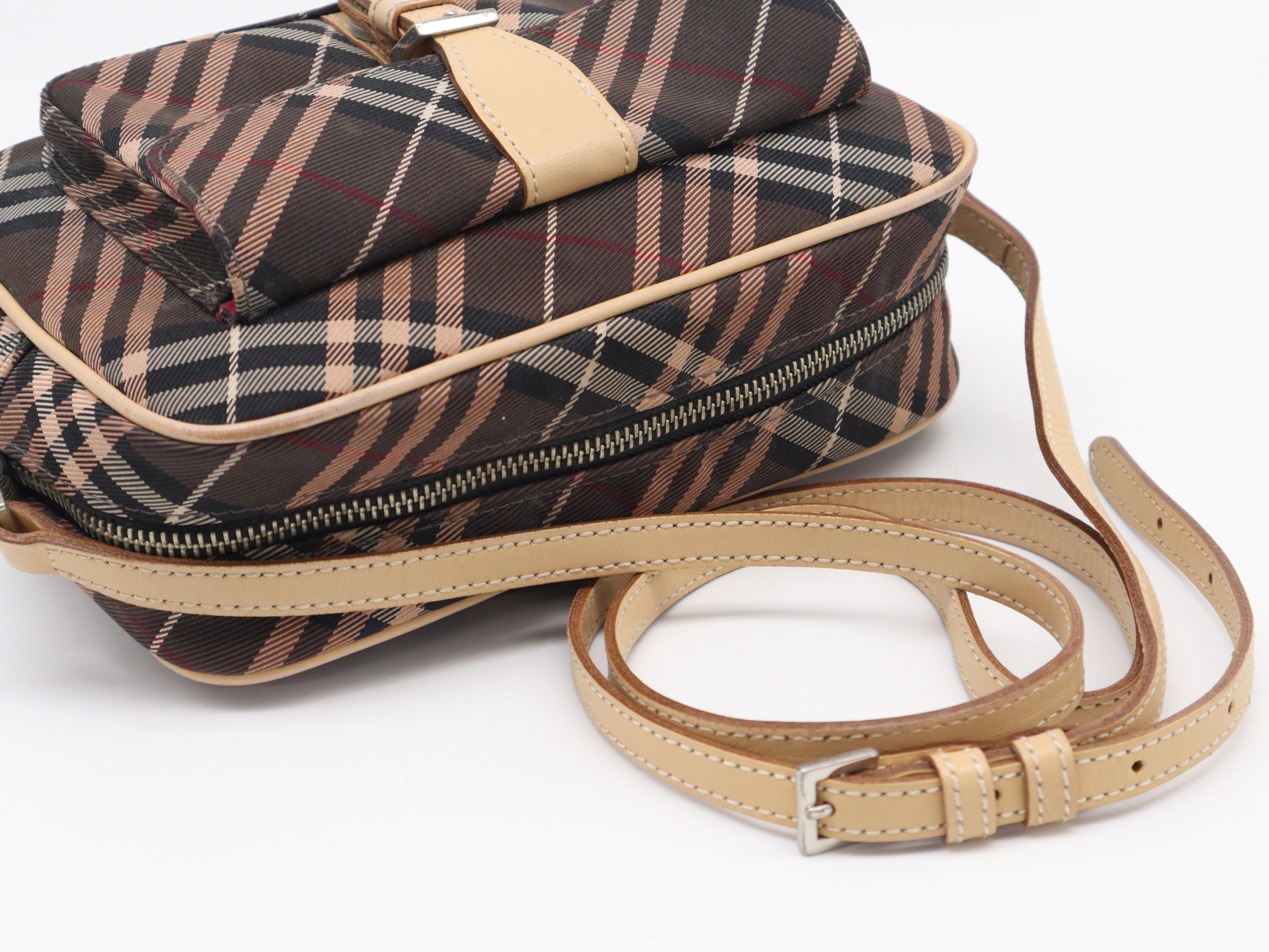 Nova Check Shoulder Bag Canvas Leather Brown — view 6